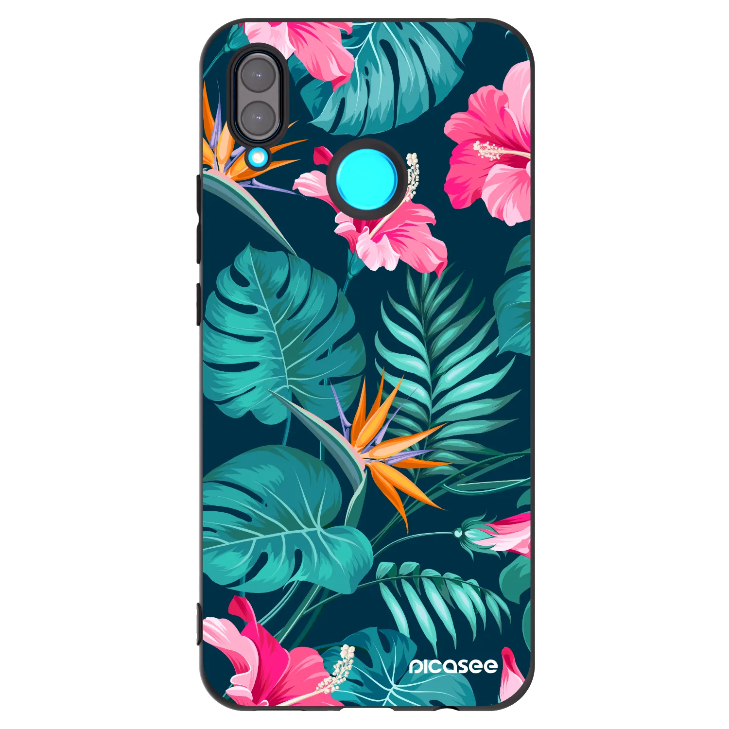 Picasee silikonski črni ovitek za Huawei Nova 3 - Pink Monstera