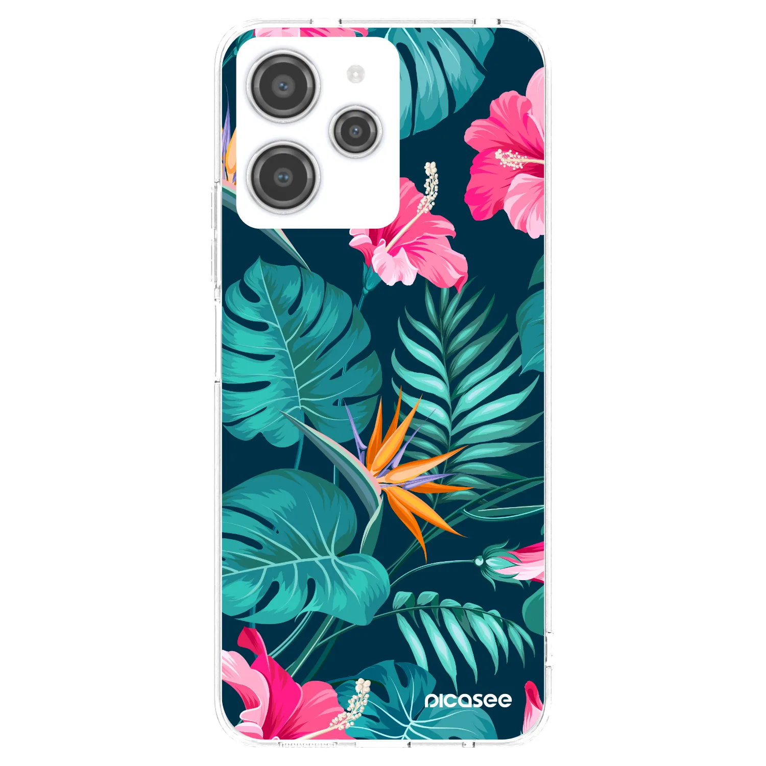 Picasee silikonski prozorni ovitek za Xiaomi Redmi 12 4G - Pink Monstera