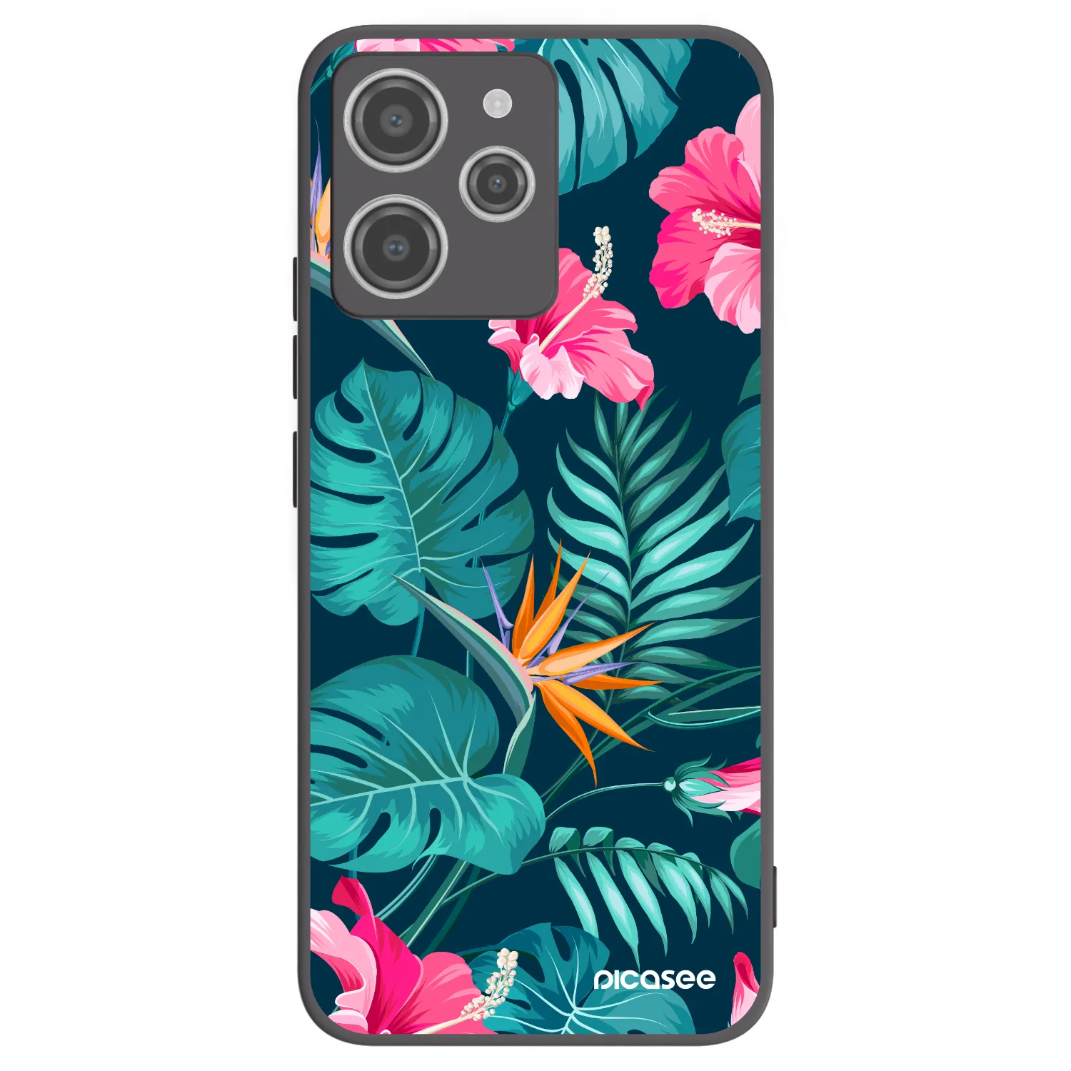 Picasee silikonski črni ovitek za Xiaomi Redmi 12 4G - Pink Monstera