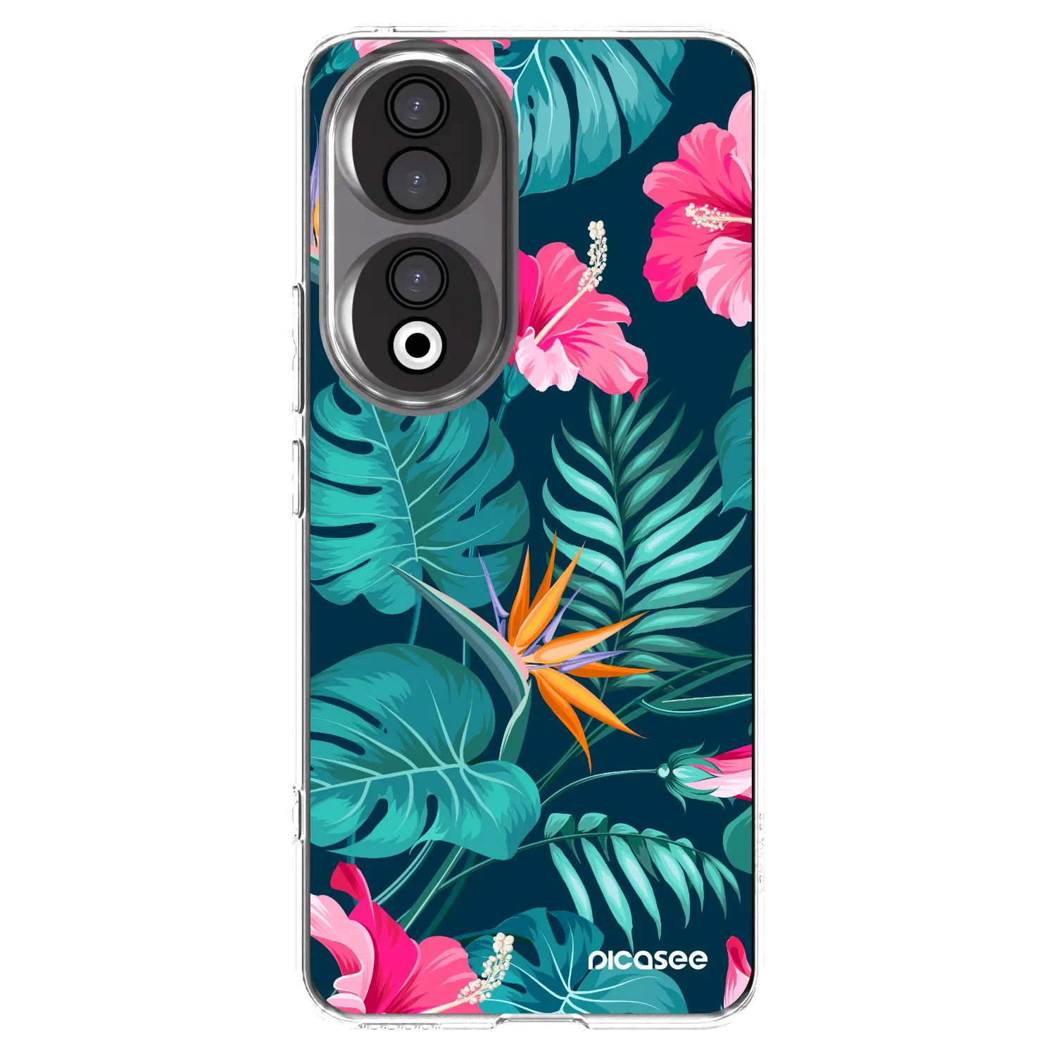 Picasee silikonski prozorni ovitek za Honor 90 5G - Pink Monstera