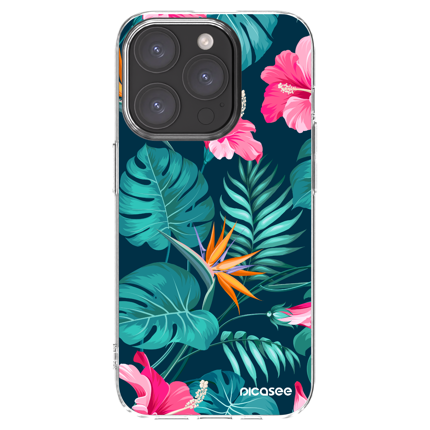 Picasee silikonski prozorni ovitek za Apple iPhone 15 Pro - Pink Monstera