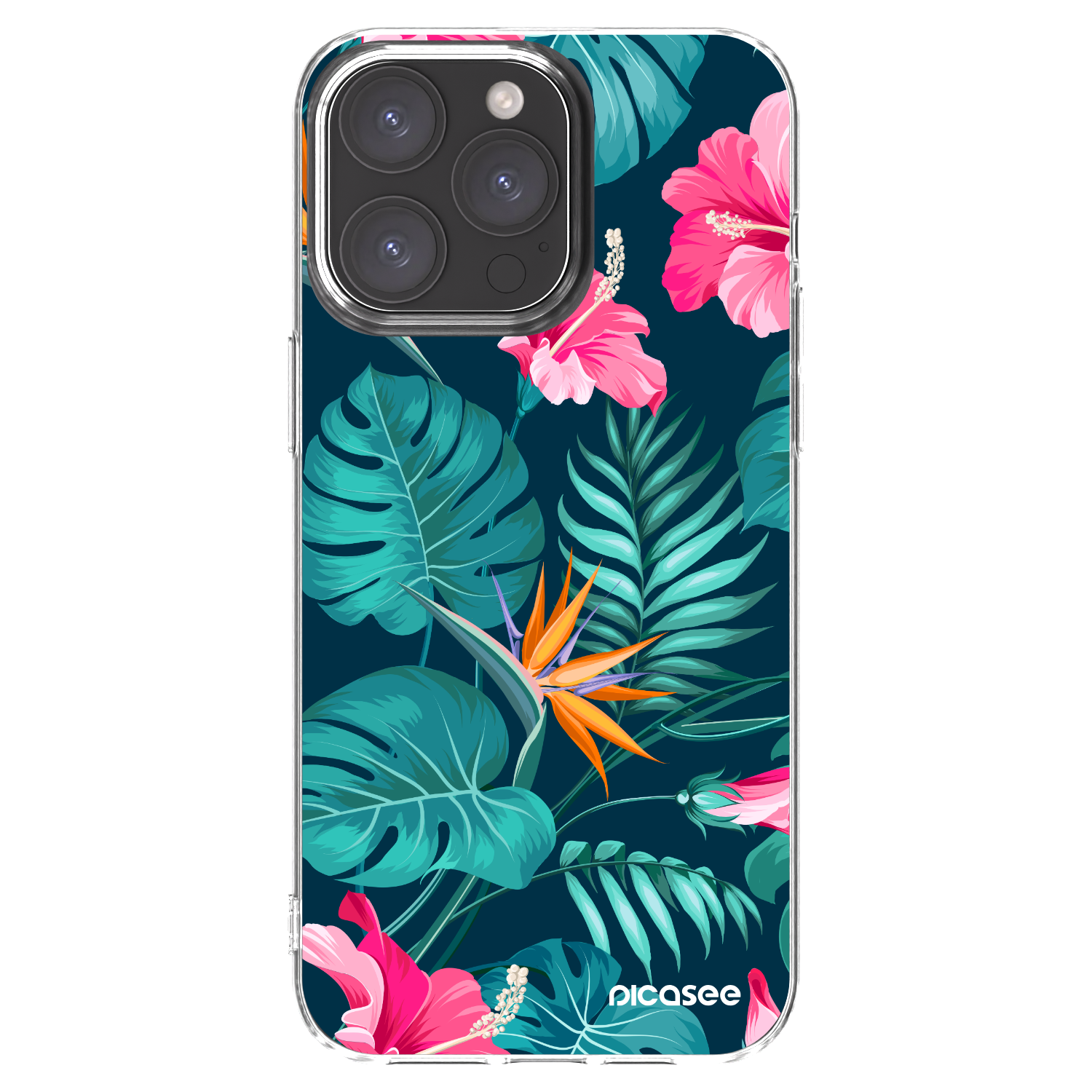 Picasee silikonski prozorni ovitek za Apple iPhone 15 Pro Max - Pink Monstera
