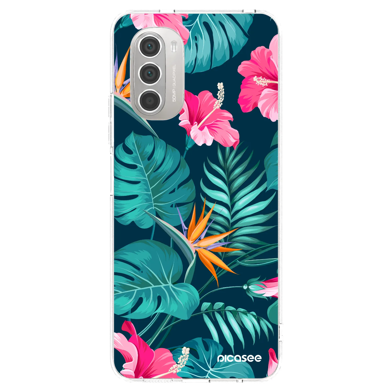 Picasee silikonski prozorni ovitek za Motorola Moto G51 - Pink Monstera