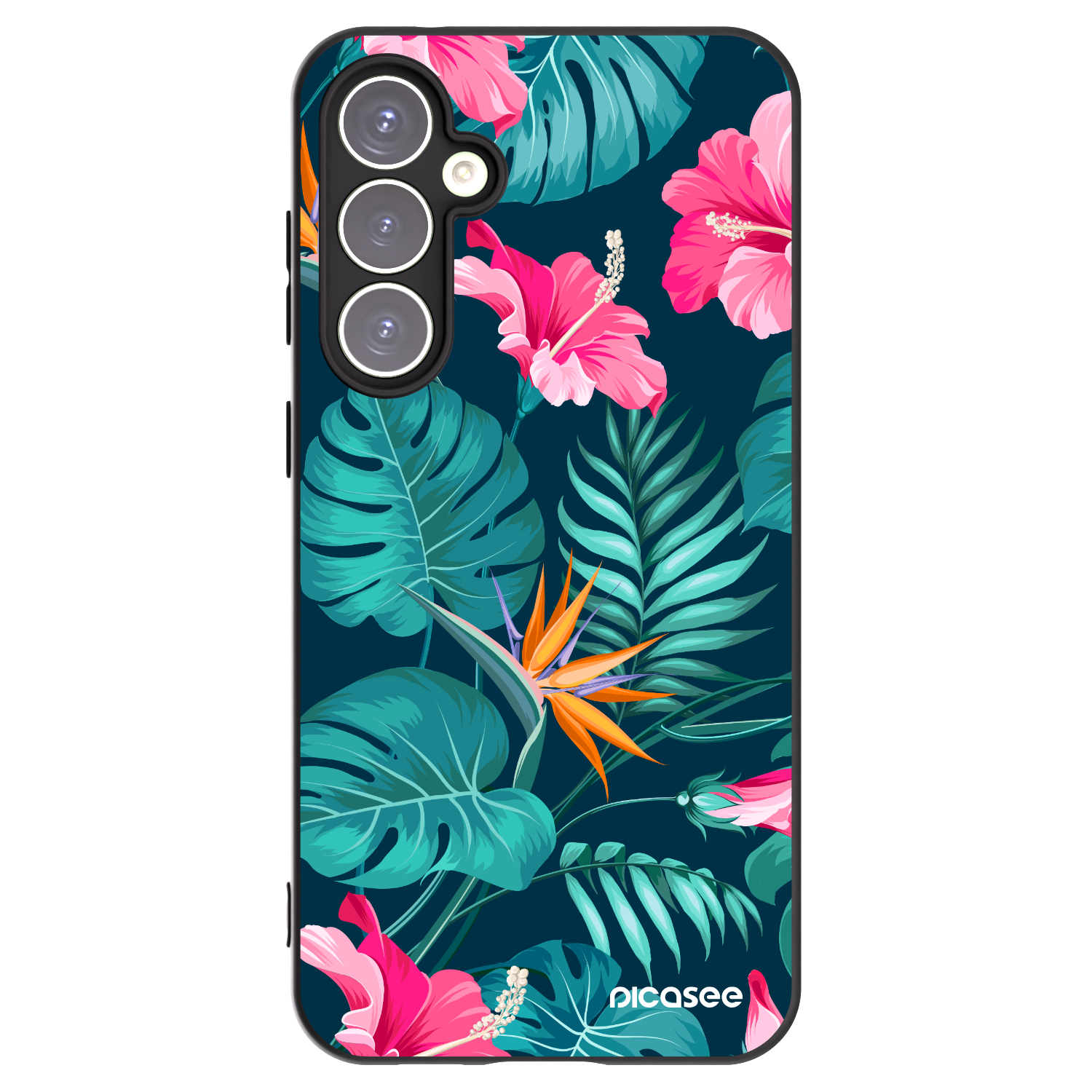 Picasee silikonski črni ovitek za Samsung Galaxy S23 FE S711B - Pink Monstera