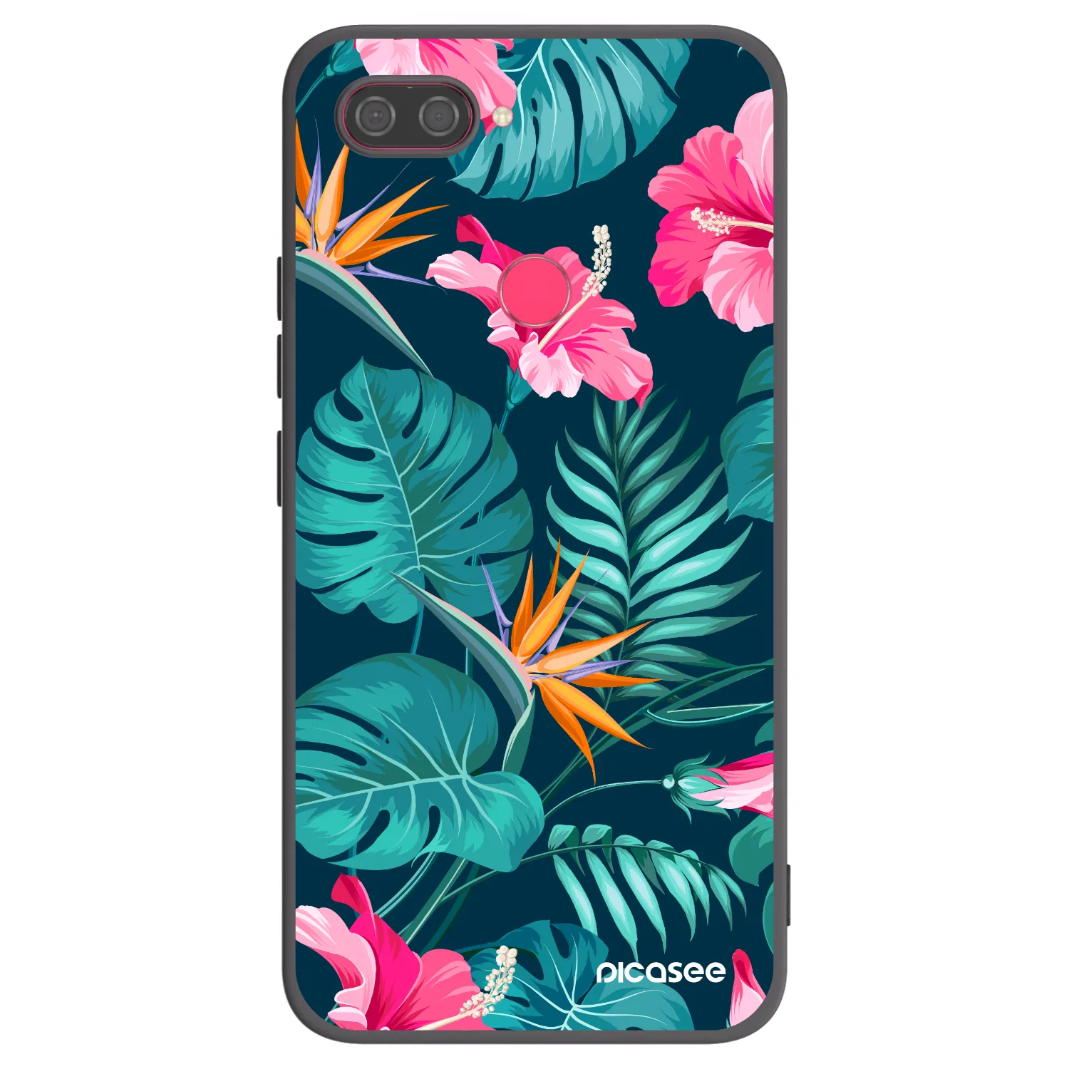 Picasee silikonski črni ovitek za Xiaomi Mi 8 Lite - Pink Monstera