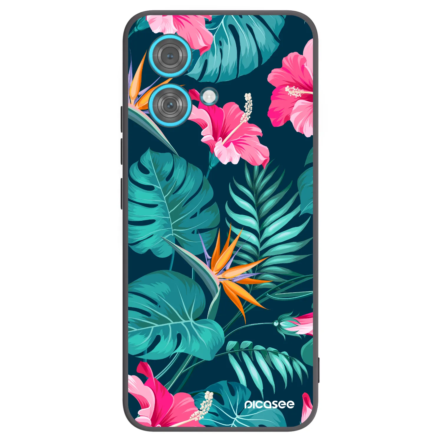 Picasee silikonski črni ovitek za Motorola Edge 40 Neo - Pink Monstera