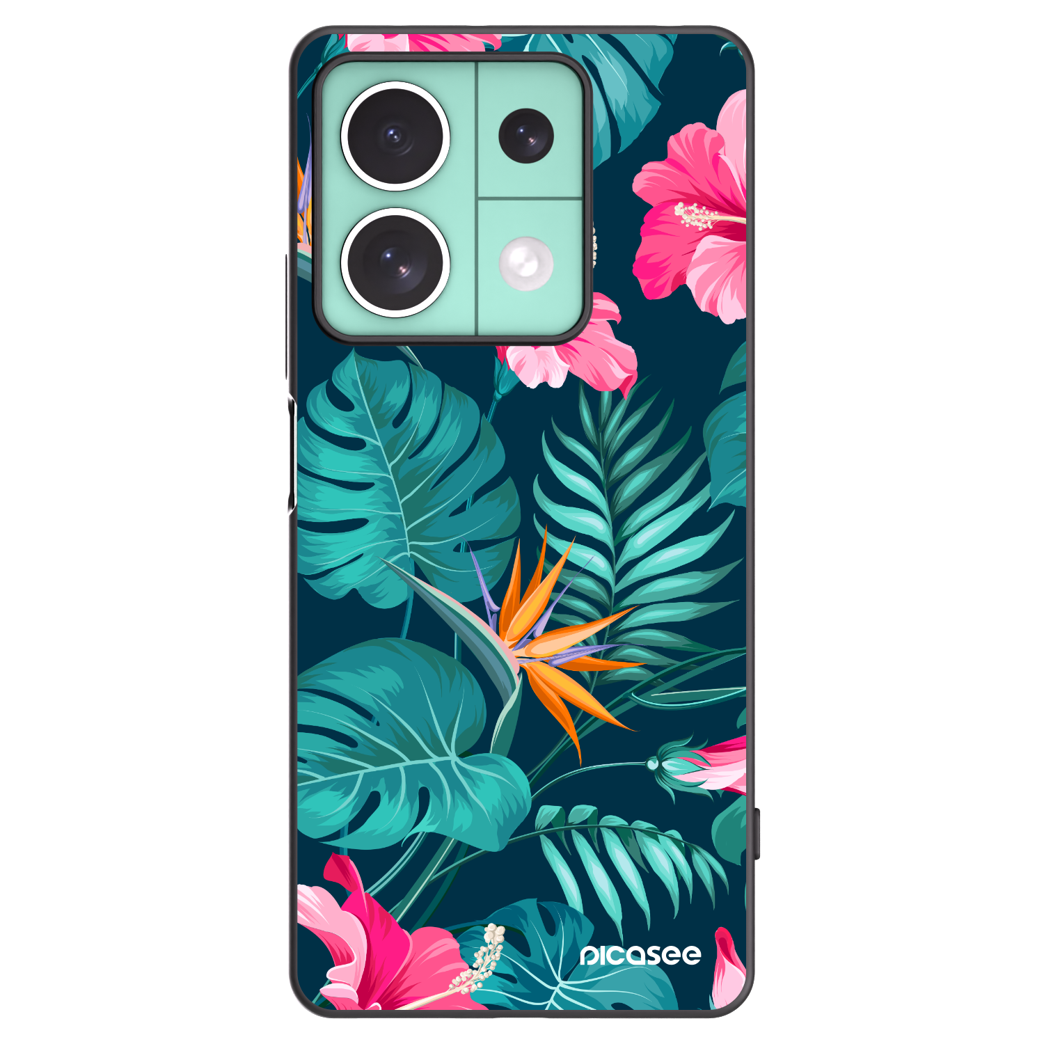 Picasee silikonski črni ovitek za Xiaomi Redmi Note 13 5G - Pink Monstera