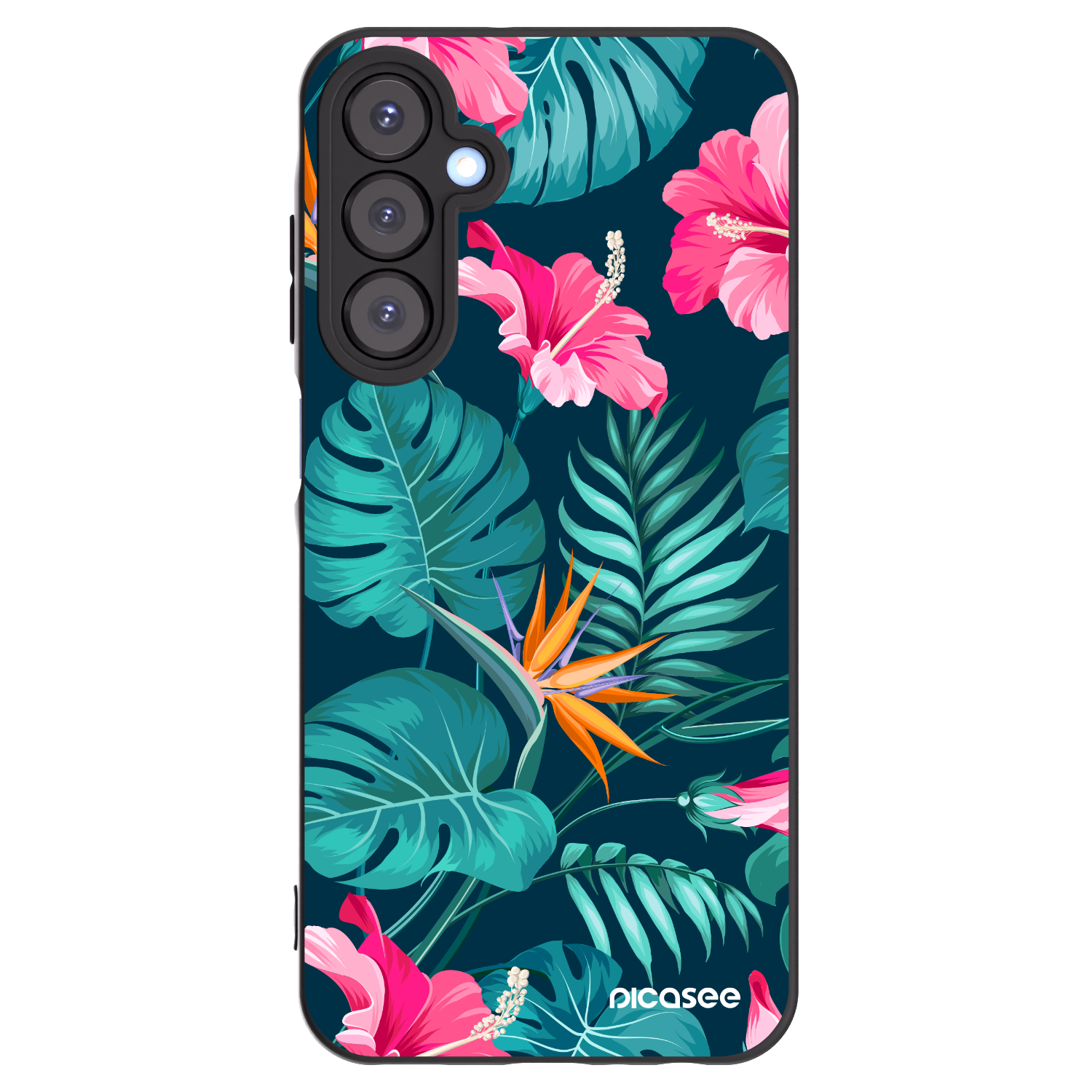Picasee silikonski črni ovitek za Samsung Galaxy A25 A256B 5G - Pink Monstera