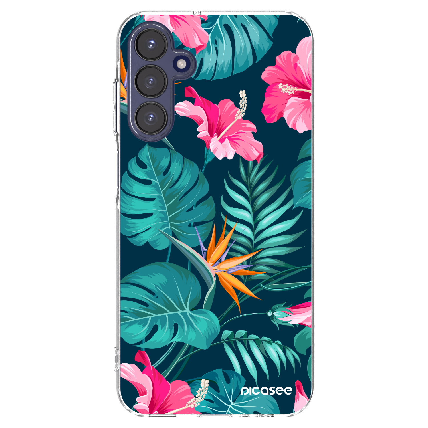 Picasee silikonski prozorni ovitek za Samsung Galaxy A15 A155F 4G - Pink Monstera