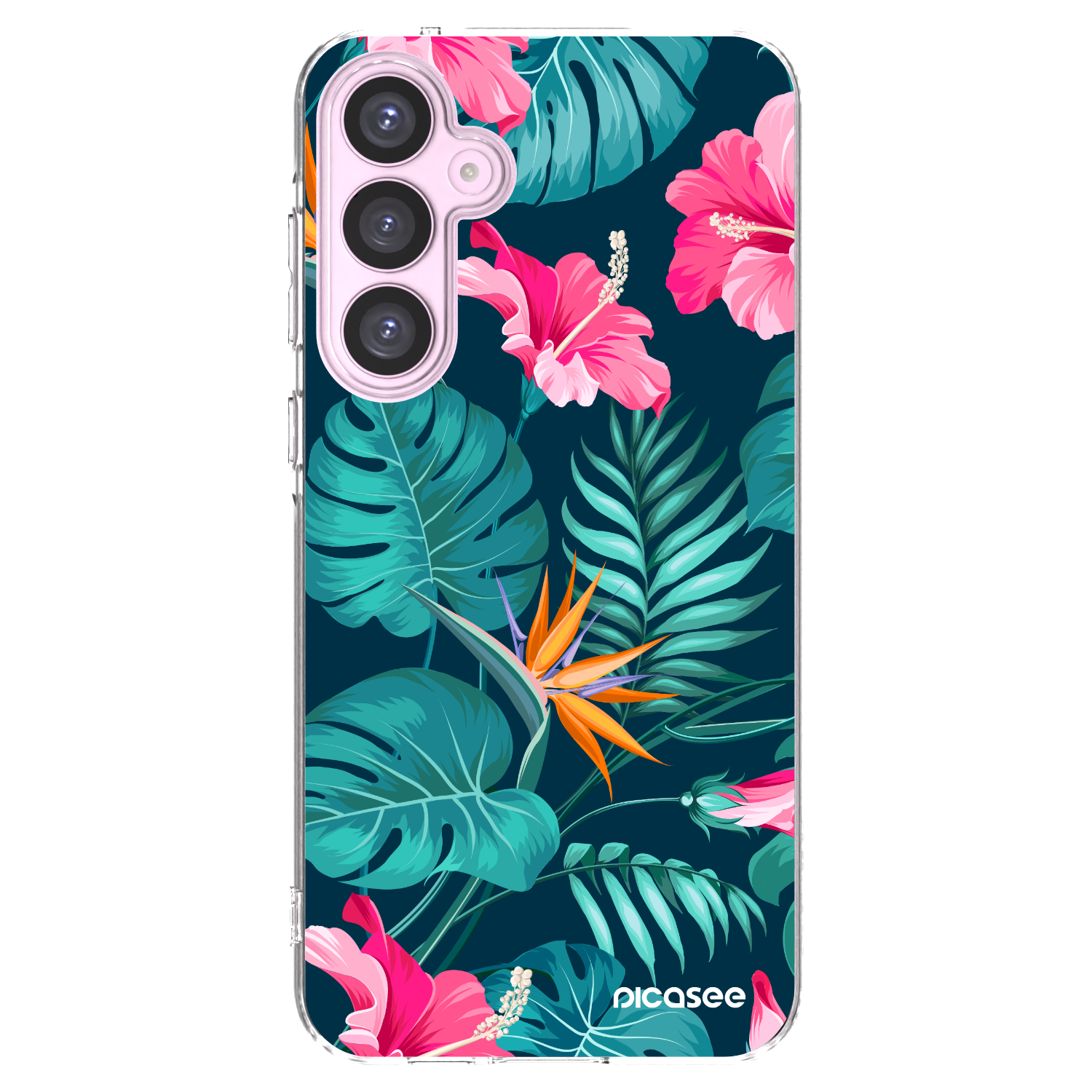 Picasee silikonski prozorni ovitek za Samsung Galaxy A55 5G A556B - Pink Monstera