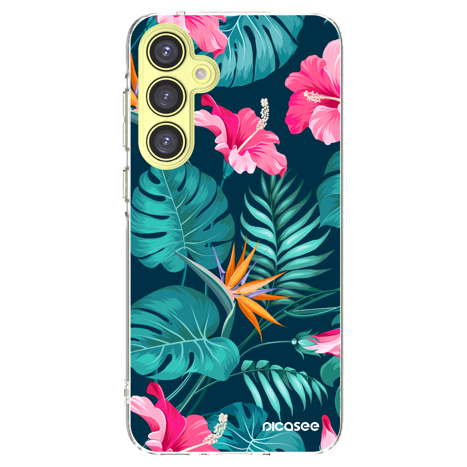 Picasee silikonski prozorni ovitek za Samsung Galaxy A35 5G A356B - Pink Monstera