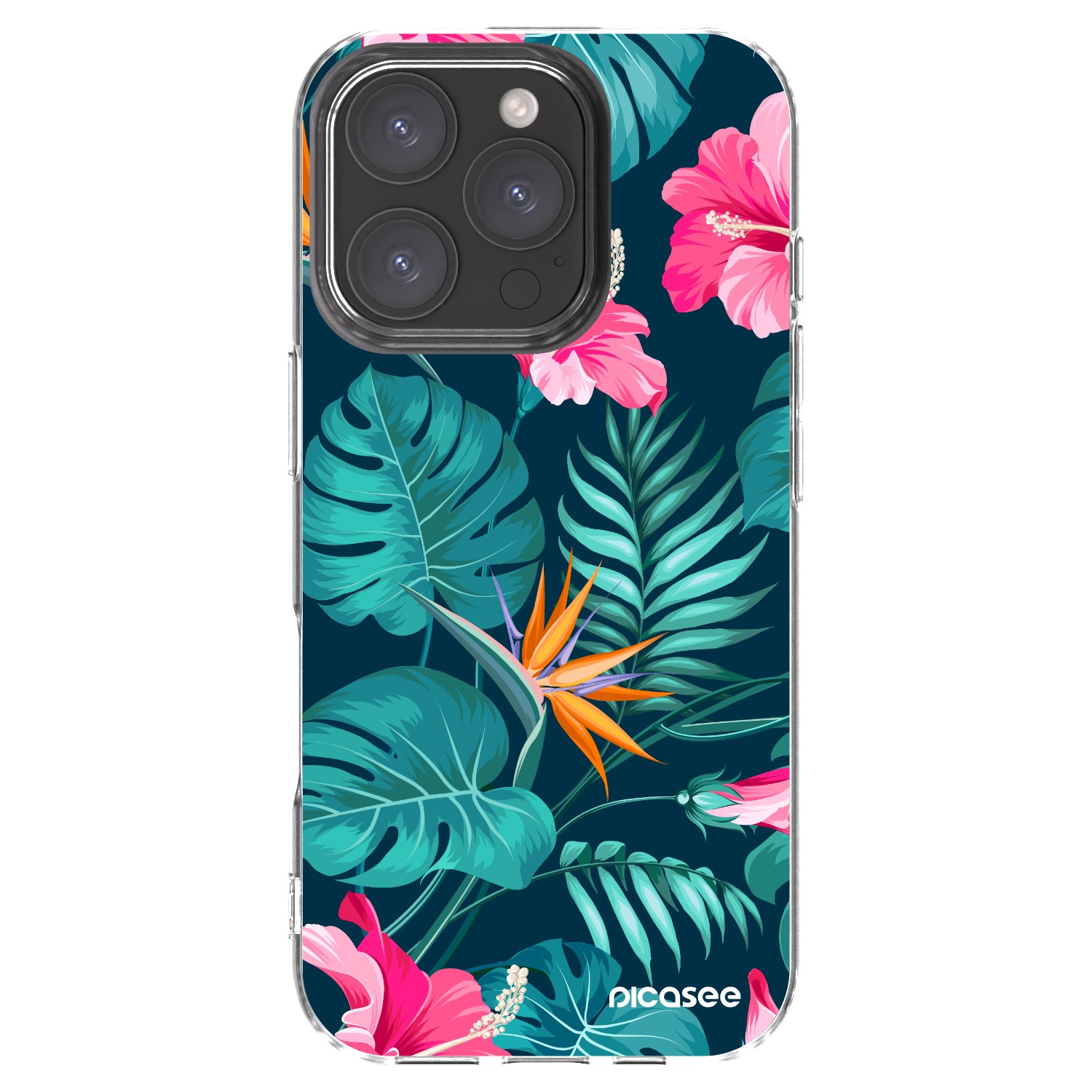Picasee silikonski prozorni ovitek za Apple iPhone 16 Pro - Pink Monstera