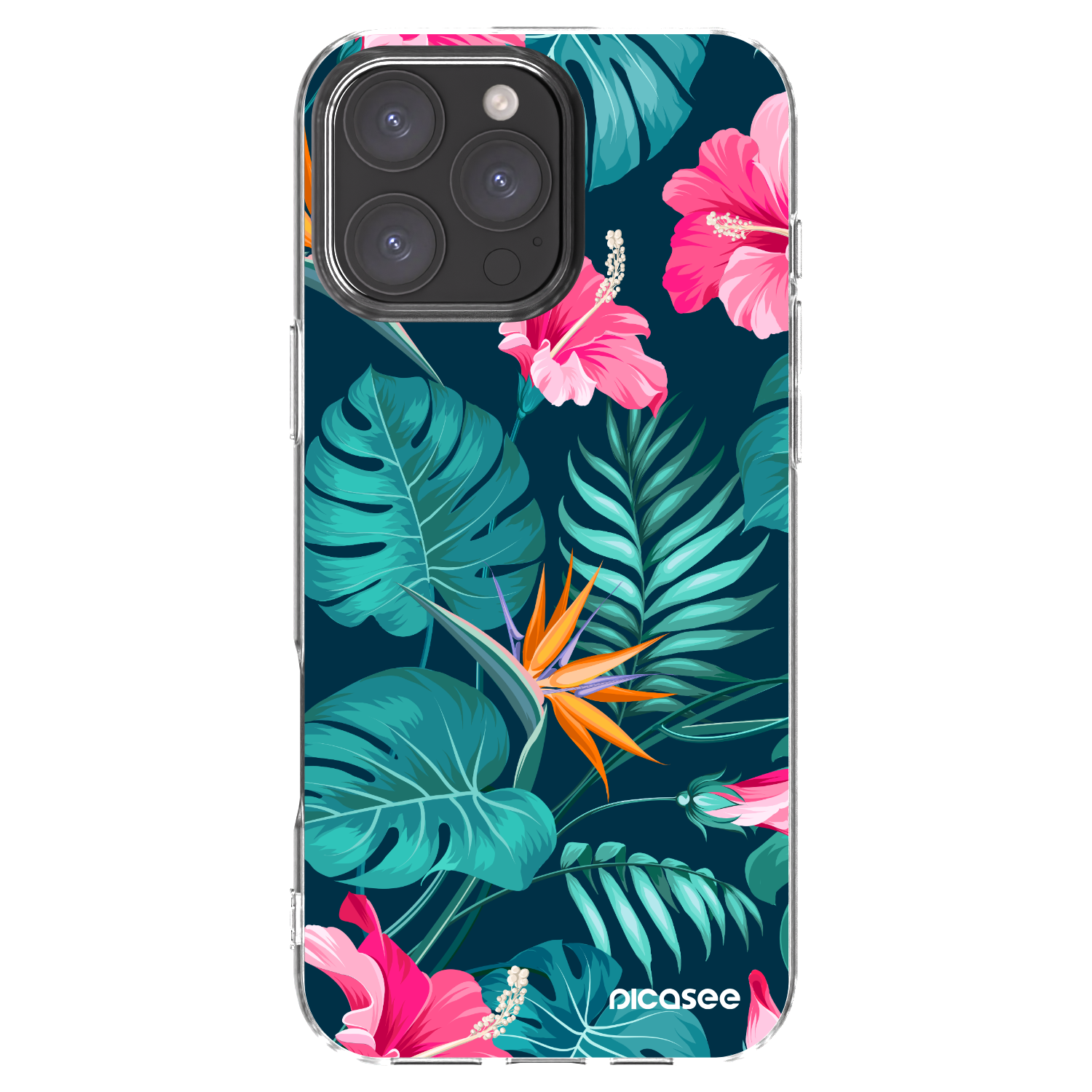 Picasee silikonski prozorni ovitek za Apple iPhone 16 Pro Max - Pink Monstera