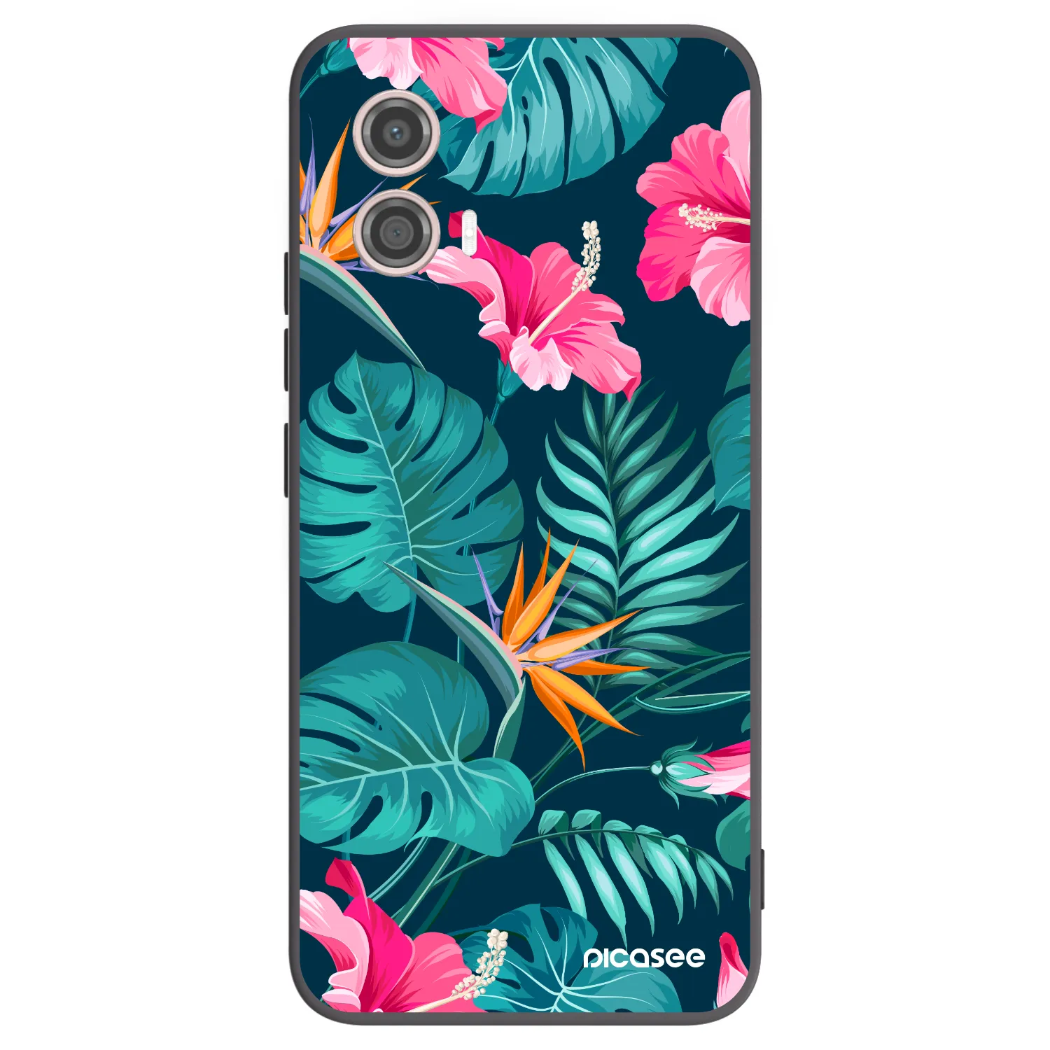 Picasee silikonski črni ovitek za Motorola Moto G53 5G - Pink Monstera