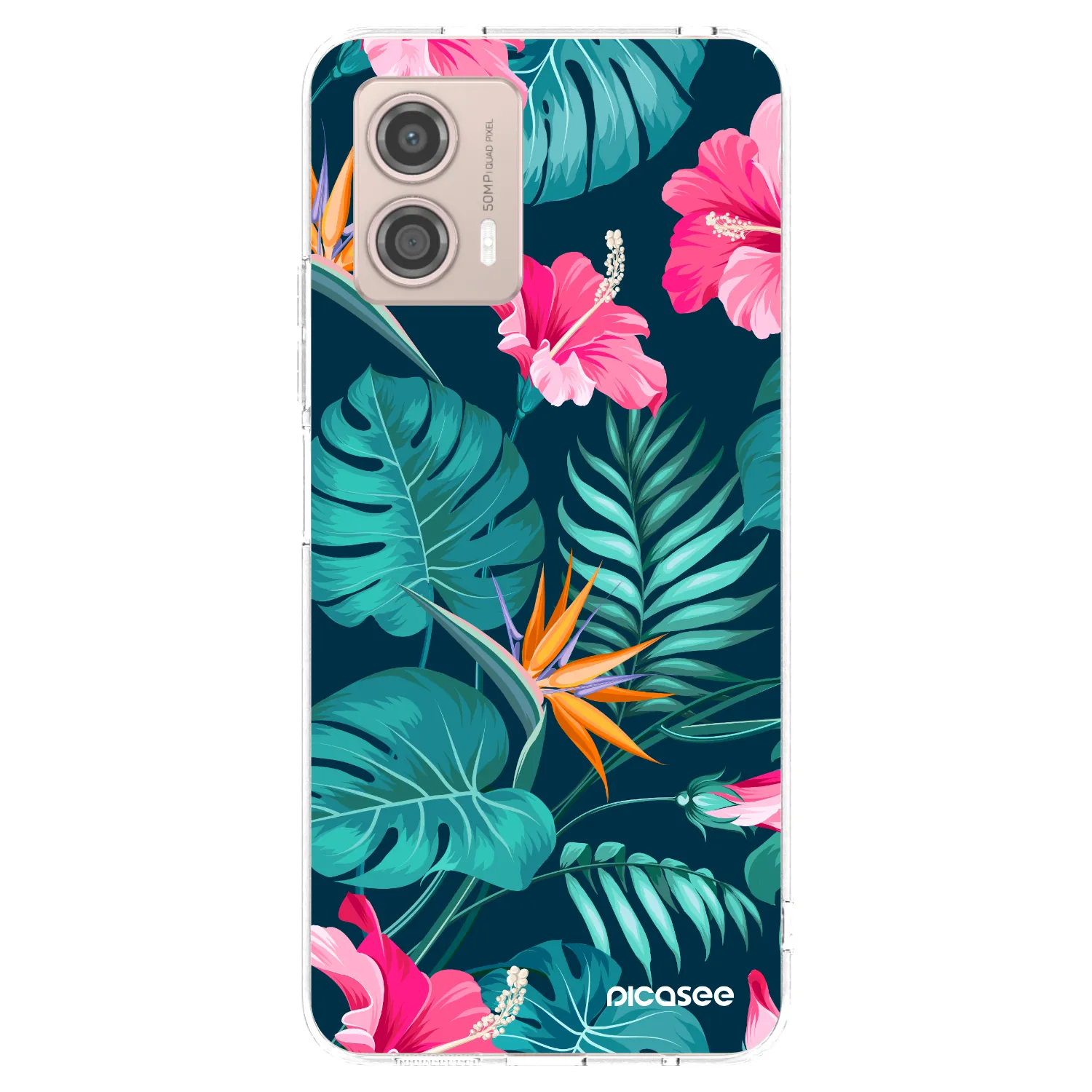 Picasee silikonski prozorni ovitek za Motorola Moto G53 5G - Pink Monstera