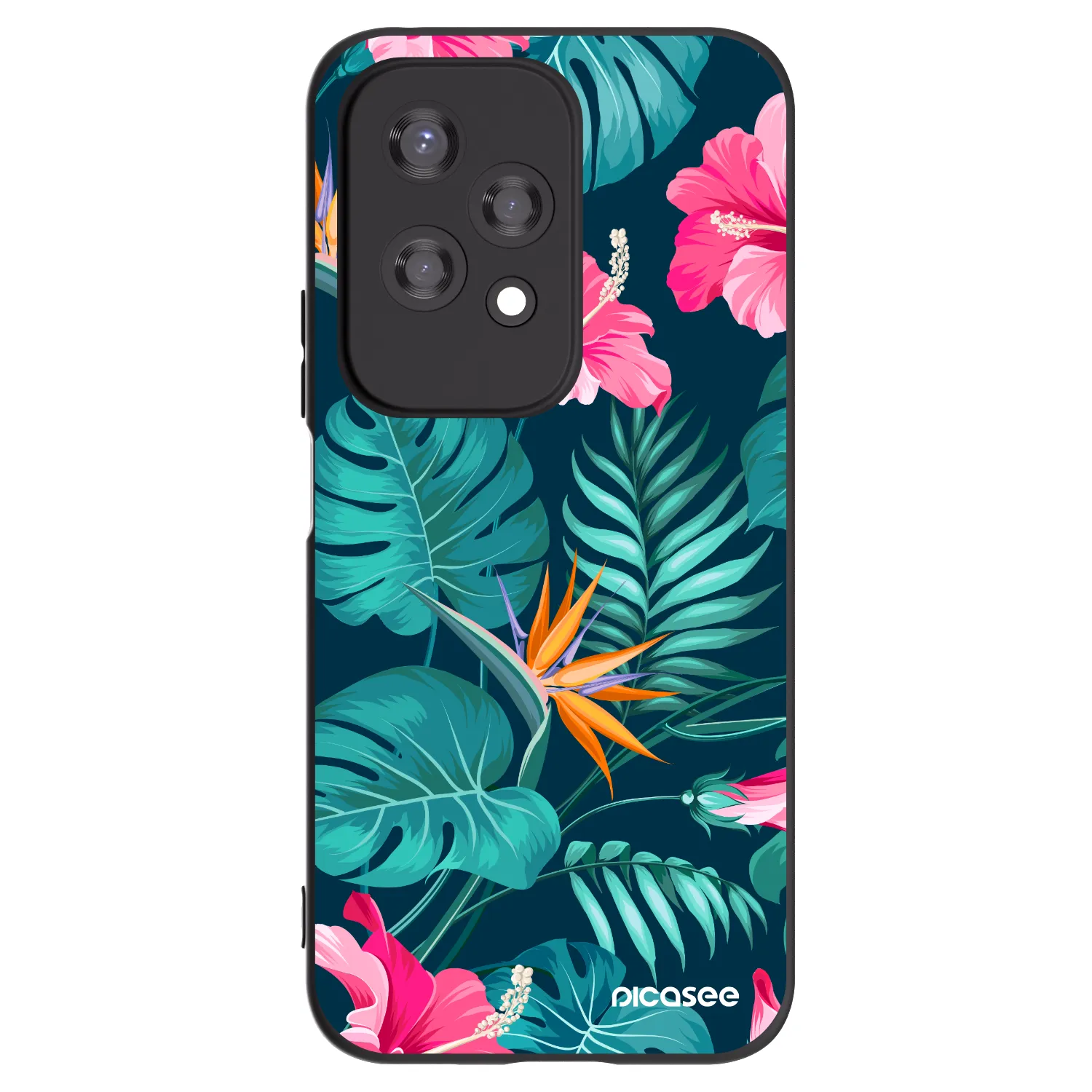 Picasee silikonski črni ovitek za Honor 200 Lite - Pink Monstera