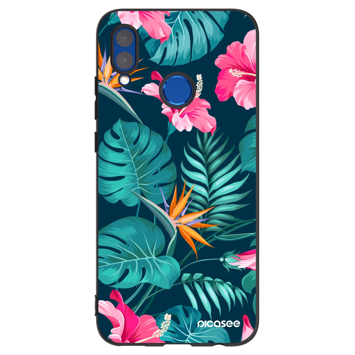 Picasee silikonski črni ovitek za Honor 10 Lite - Pink Monstera