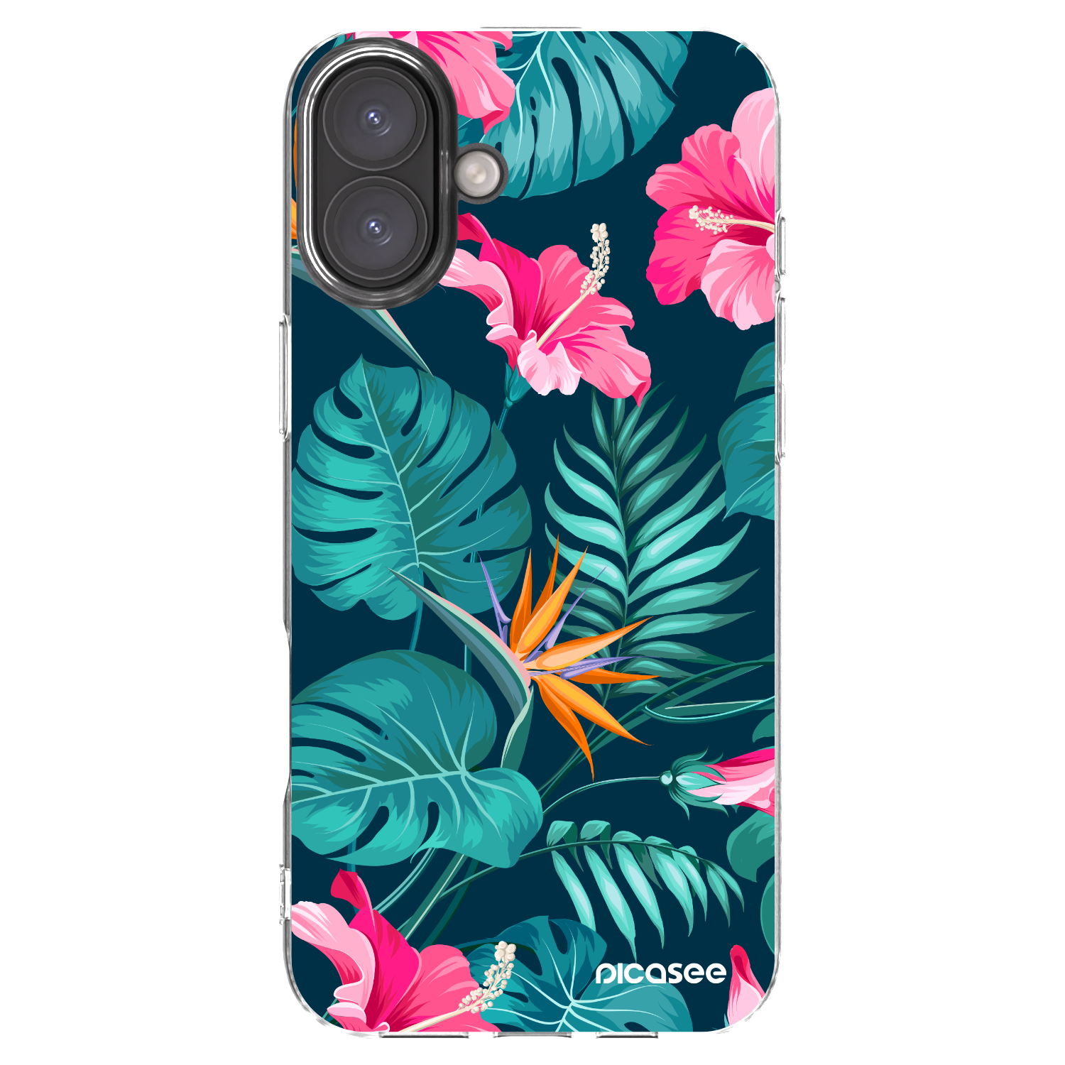 Picasee silikonski prozorni ovitek za Apple iPhone 16 Plus - Pink Monstera