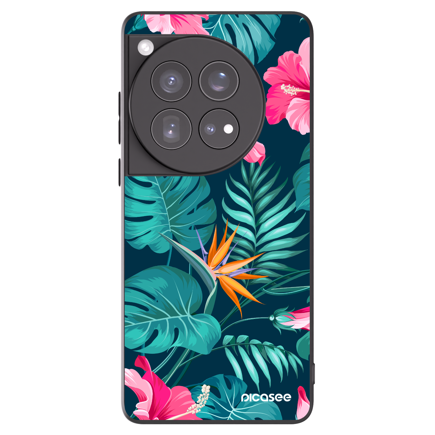 Picasee silikonski črni ovitek za OnePlus 12 5G - Pink Monstera