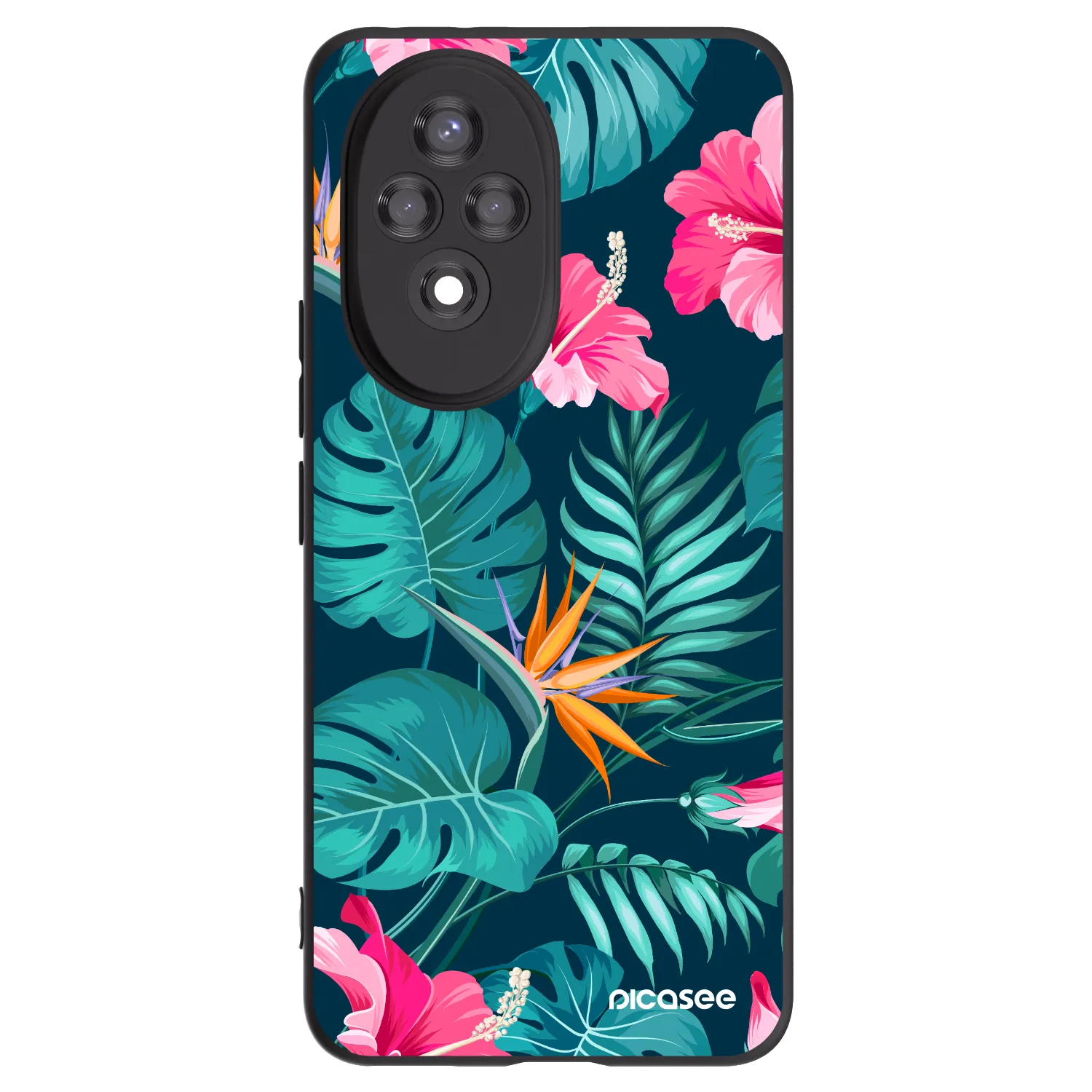Picasee silikonski črni ovitek za Honor 200 Pro 5G - Pink Monstera