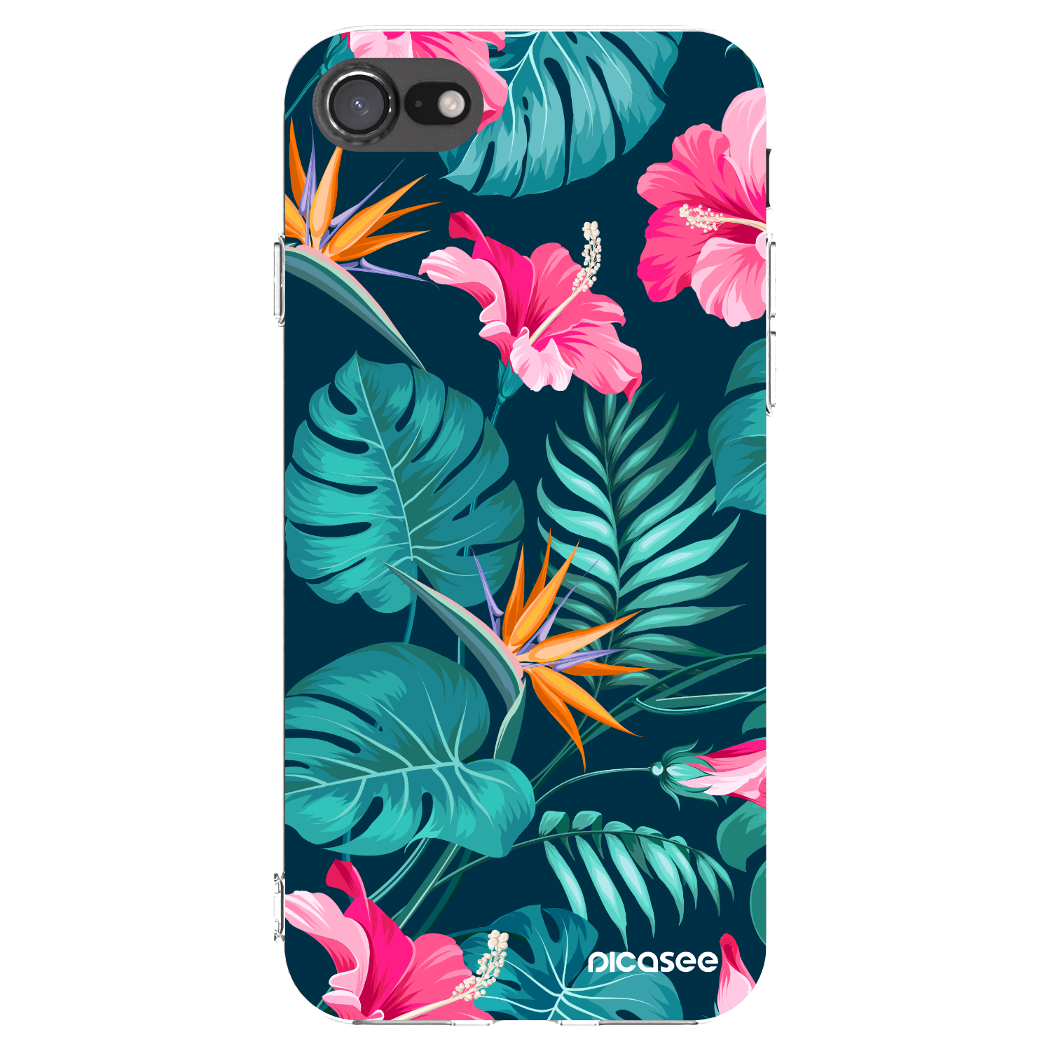 Picasee silikonski prozorni ovitek za Apple iPhone 7 - Pink Monstera