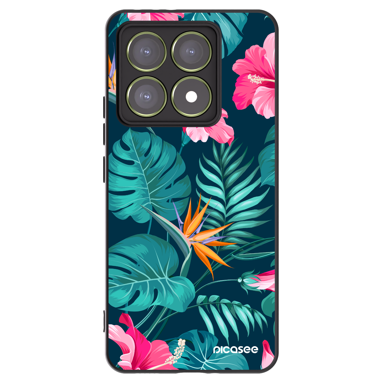 Picasee silikonski črni ovitek za Xiaomi 14T - Pink Monstera