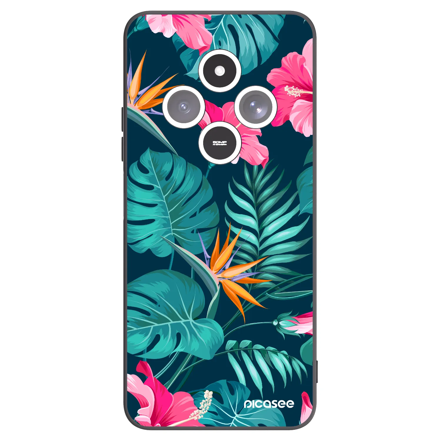 Picasee silikonski črni ovitek za Xiaomi Redmi 14C - Pink Monstera
