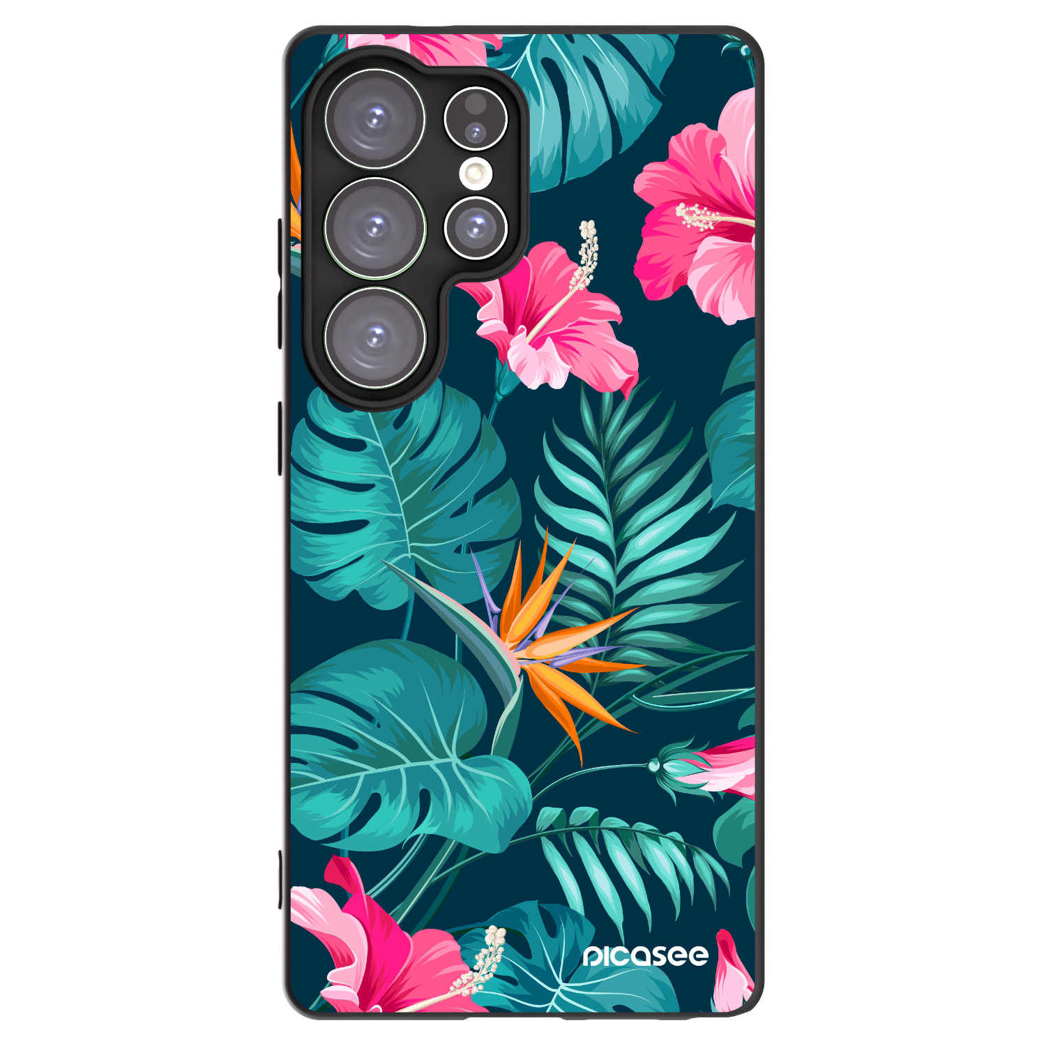 Picasee silikonski črni ovitek za Samsung Galaxy S25 Ultra 5G - Pink Monstera