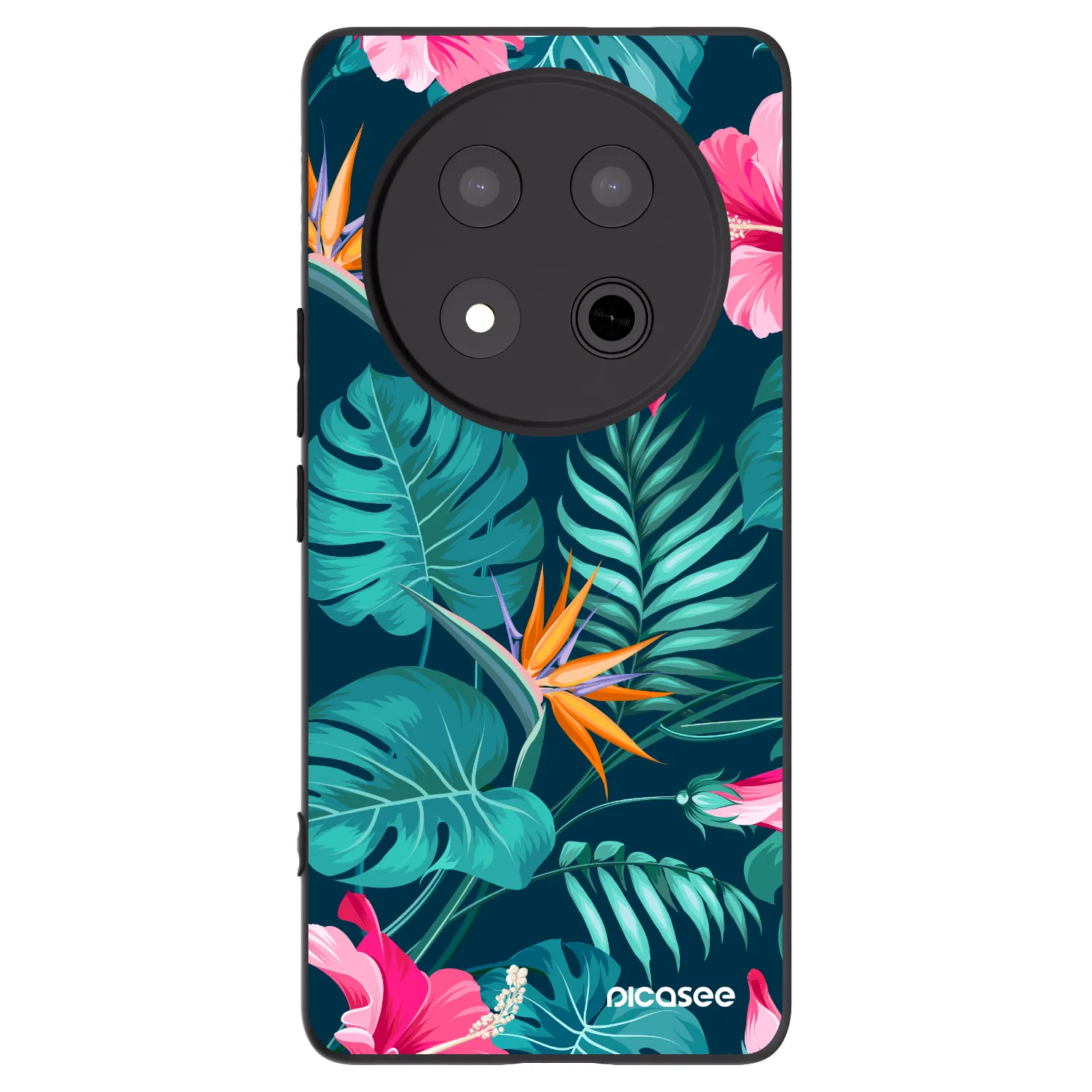 Picasee silikonski črni ovitek za Honor Magic7 Lite 5G - Pink Monstera