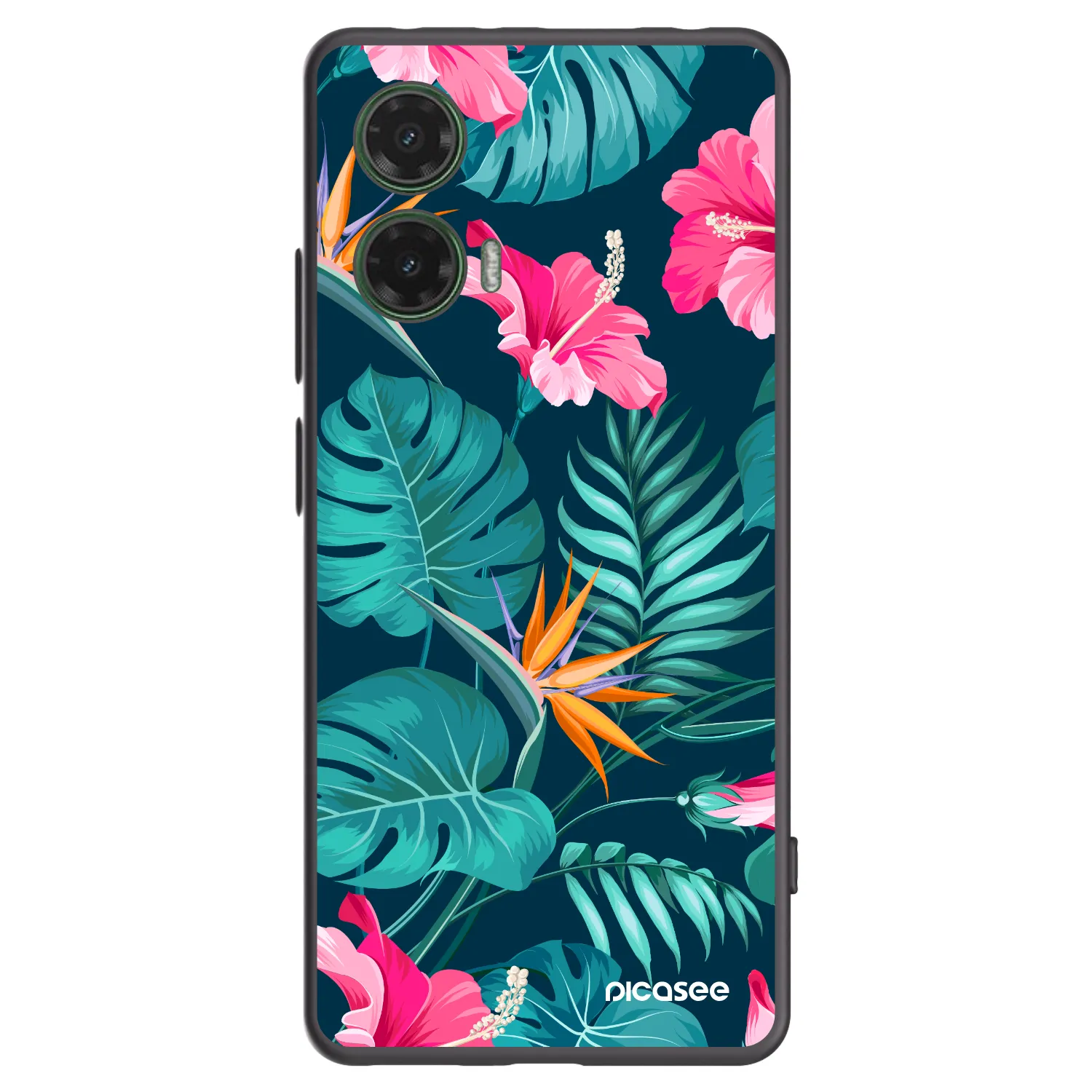 Picasee silikonski črni ovitek za Motorola Moto G35 5G - Pink Monstera