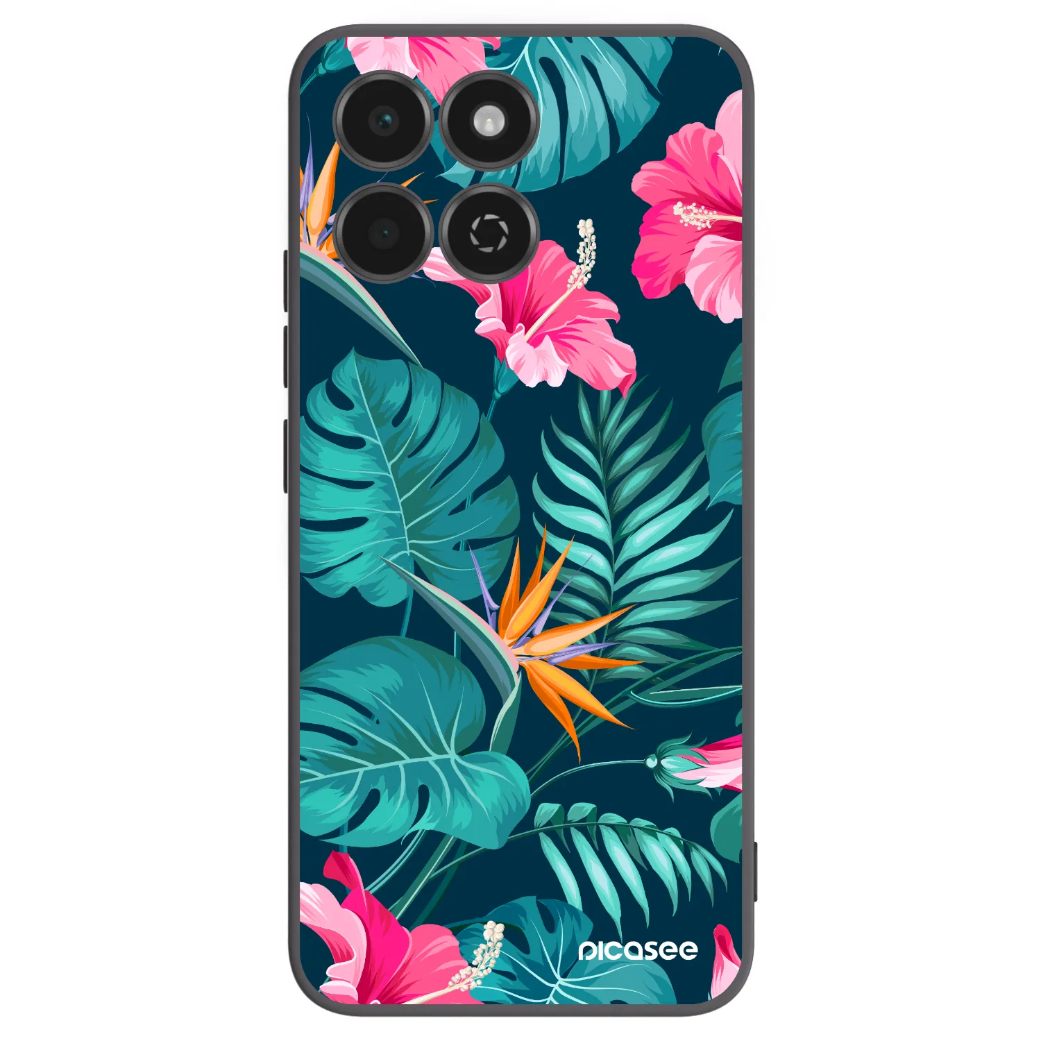 Picasee silikonski črni ovitek za Honor 200 Smart 5G - Pink Monstera