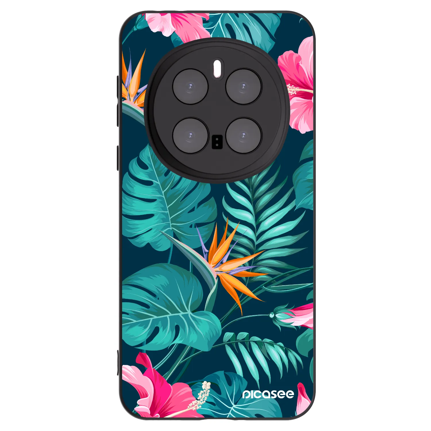Picasee silikonski črni ovitek za Honor Magic7 Pro 5G - Pink Monstera