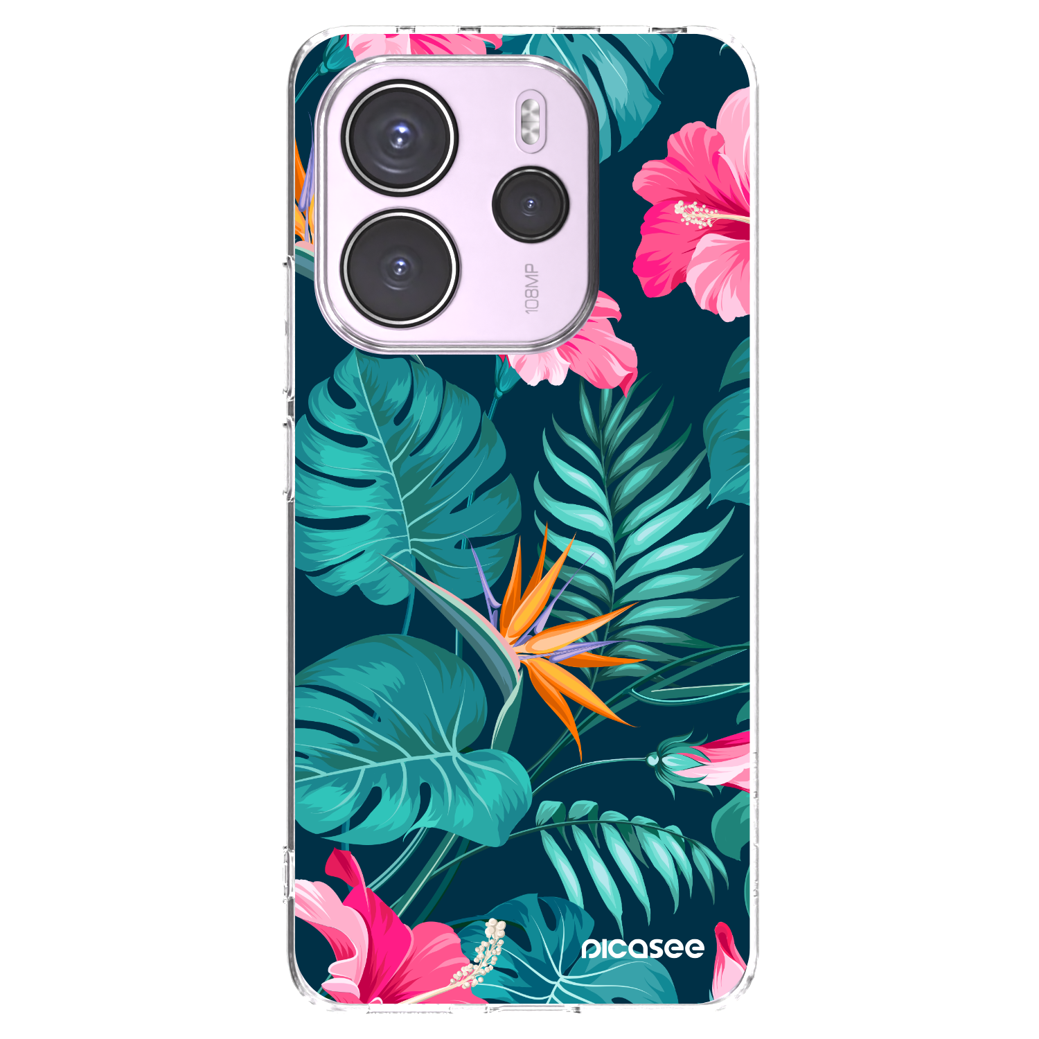 Picasee silikonski prozorni ovitek za Xiaomi Redmi Note 14 4G - Pink Monstera
