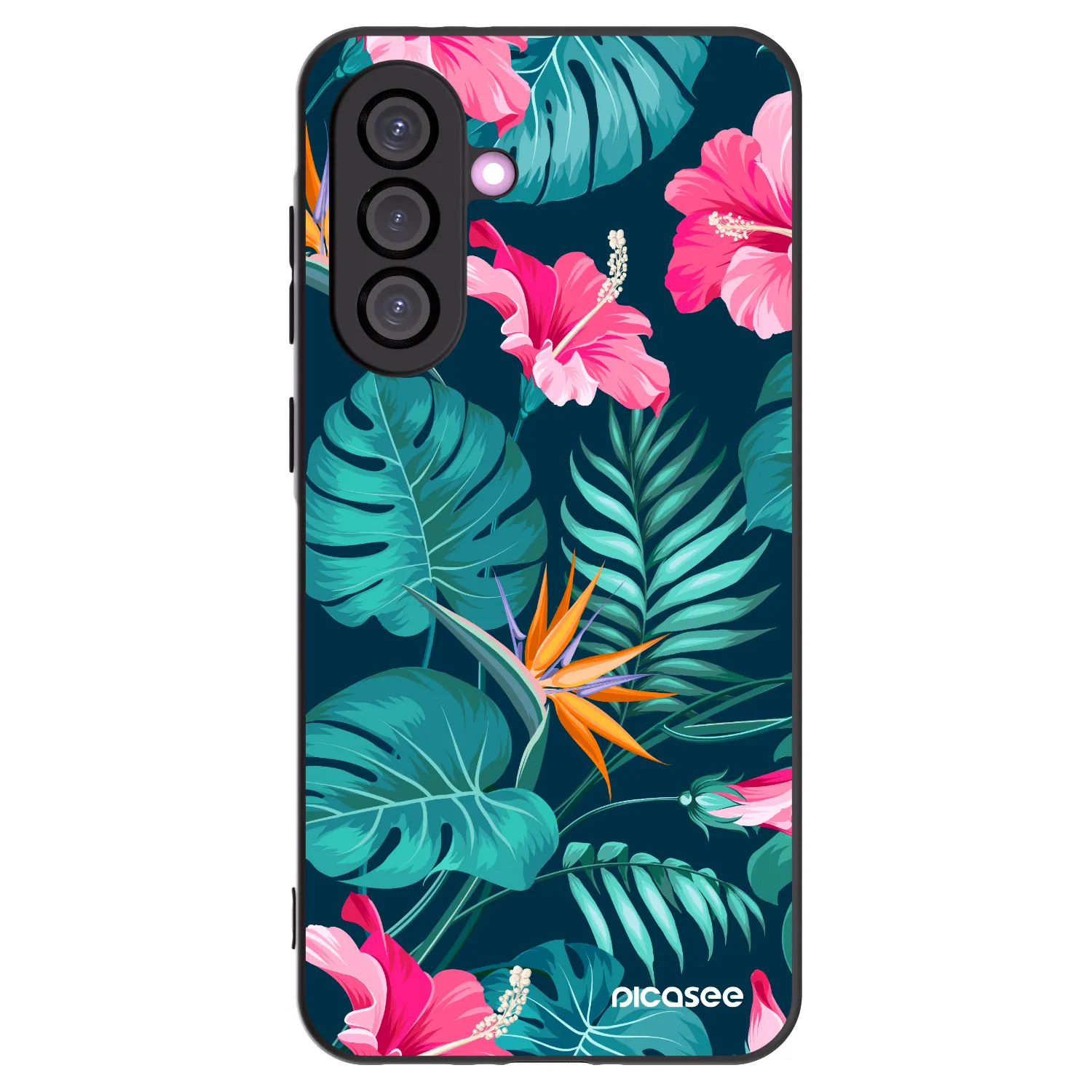 Picasee silikonski črni ovitek za Samsung Galaxy A56 5G A566B - Pink Monstera