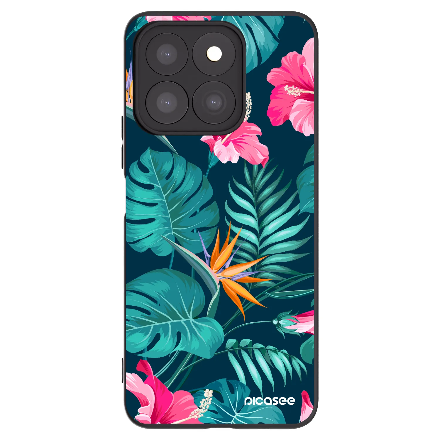 Picasee silikonski črni ovitek za Honor X8c - Pink Monstera