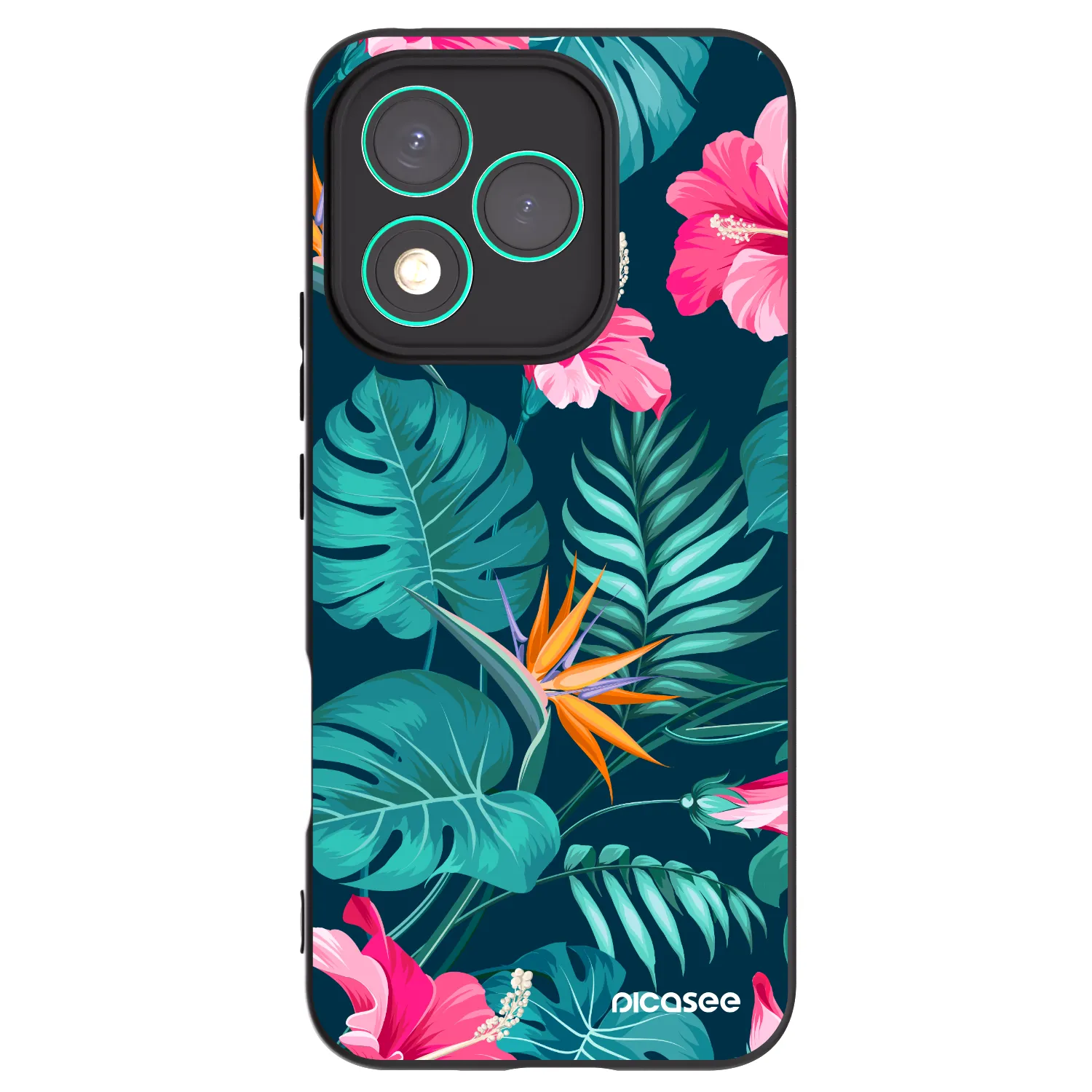 Picasee silikonski črni ovitek za Honor 400 Lite 5G - Pink Monstera