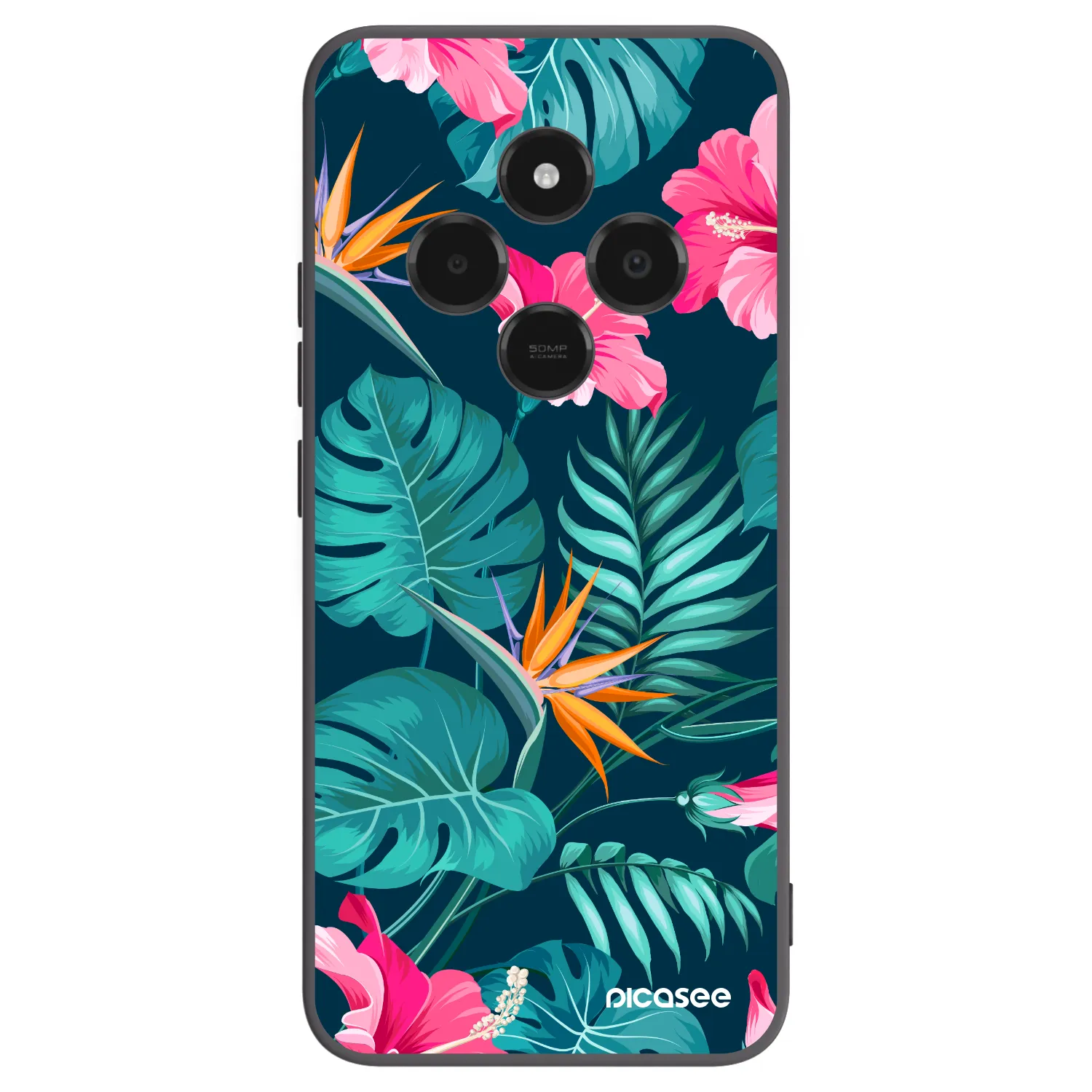 Picasee silikonski črni ovitek za Xiaomi Poco C75 - Pink Monstera