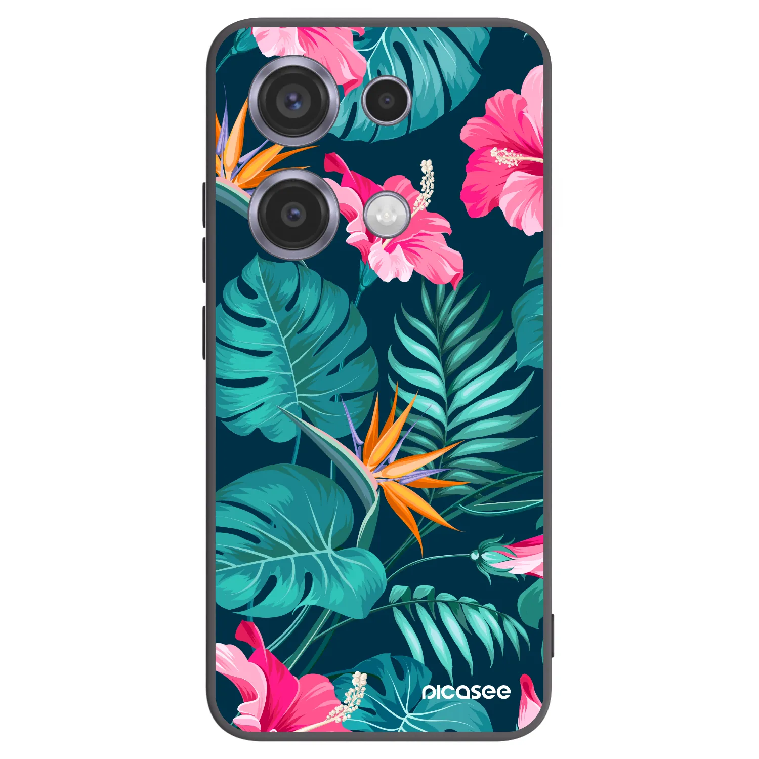 Picasee silikonski črni ovitek za Xiaomi Redmi Note 14S - Pink Monstera