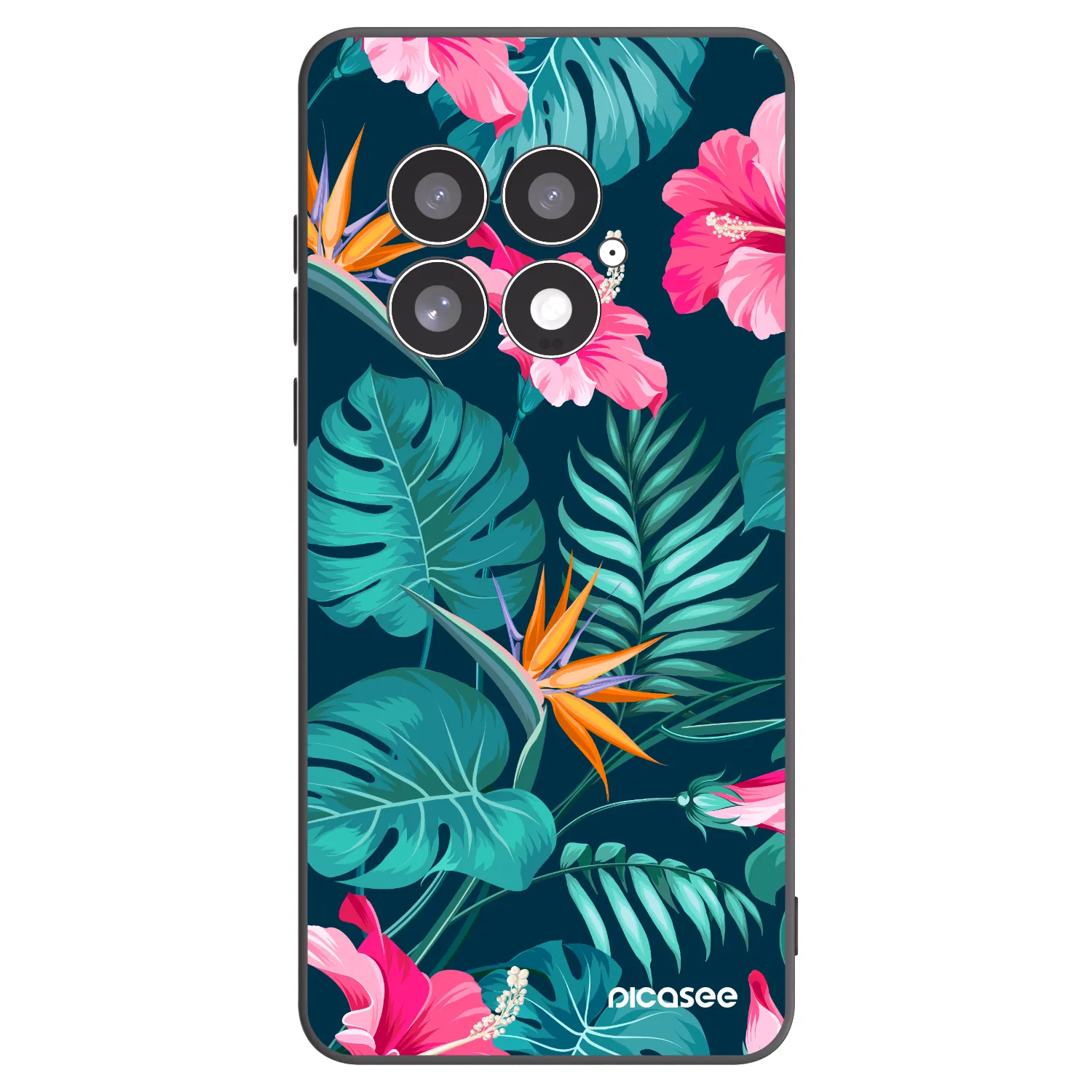 Picasee silikonski črni ovitek za OnePlus 13 5G - Pink Monstera