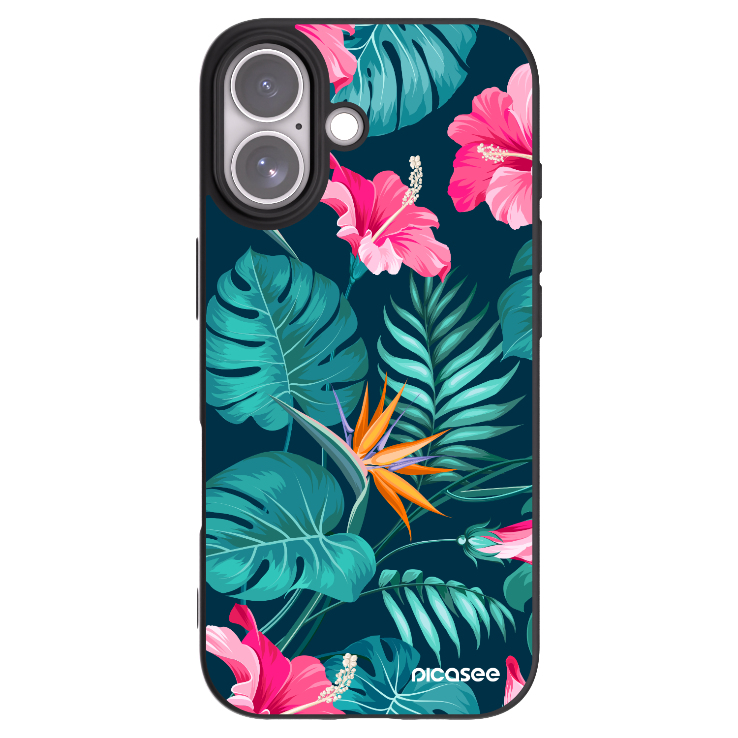 Picasee silikonski črni ovitek za Apple iPhone 17 - Pink Monstera