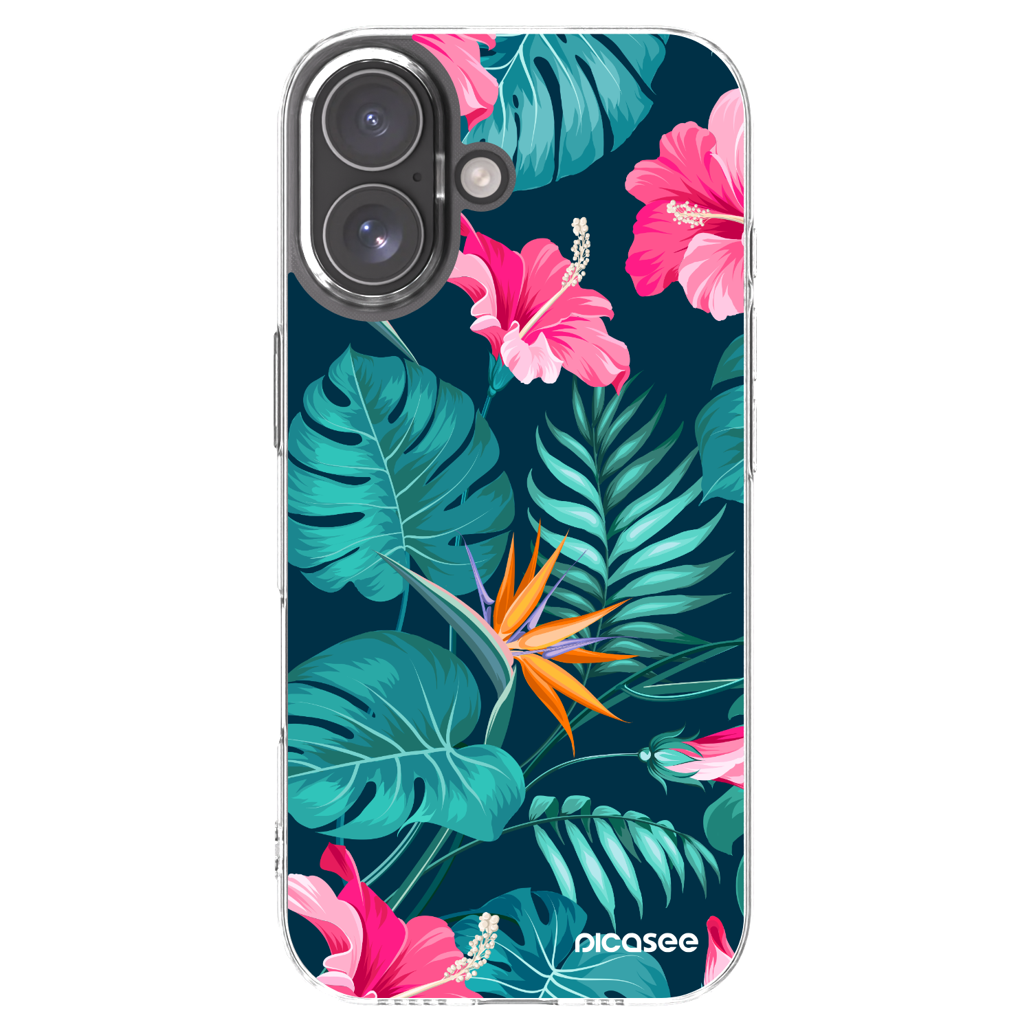 Picasee silikonski prozorni ovitek za Apple iPhone 17 - Pink Monstera