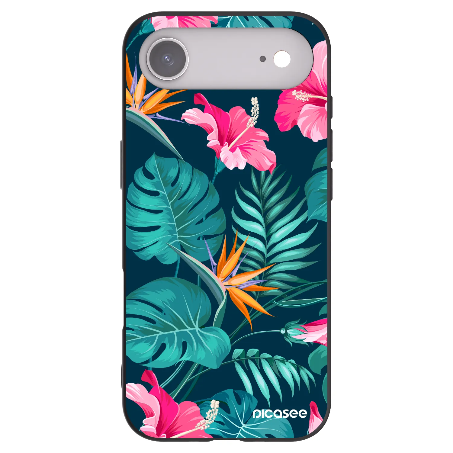 Picasee silikonski črni ovitek za Apple iPhone Air - Pink Monstera