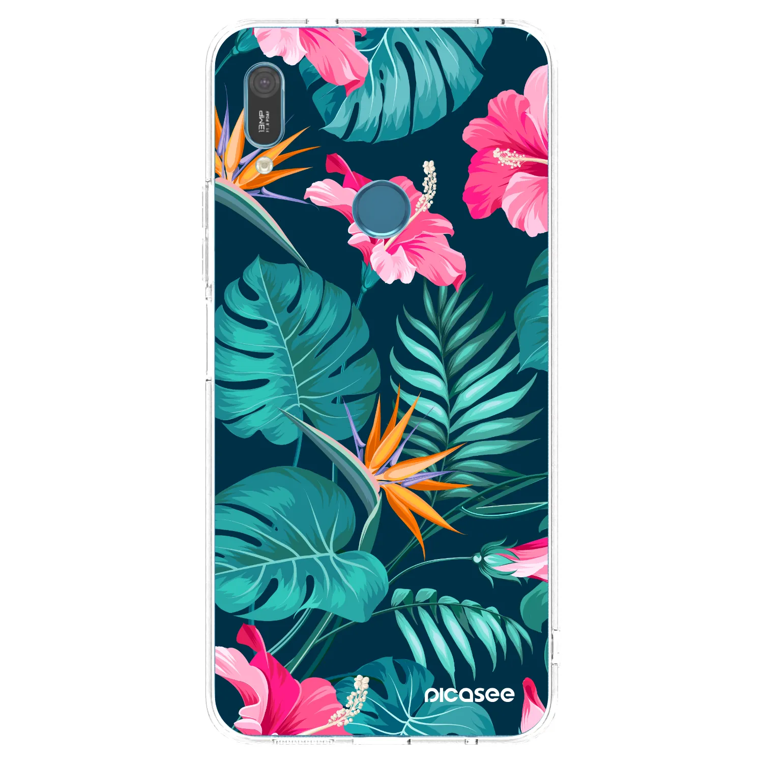 Picasee silikonski prozorni ovitek za Huawei Y6 2019 - Pink Monstera