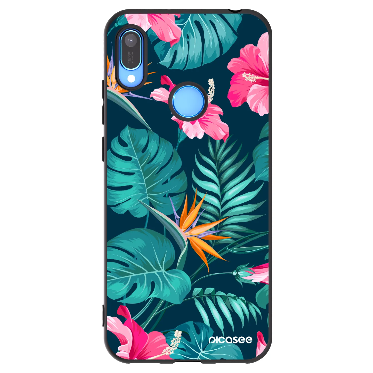 Picasee silikonski črni ovitek za Huawei Y6 2019 - Pink Monstera