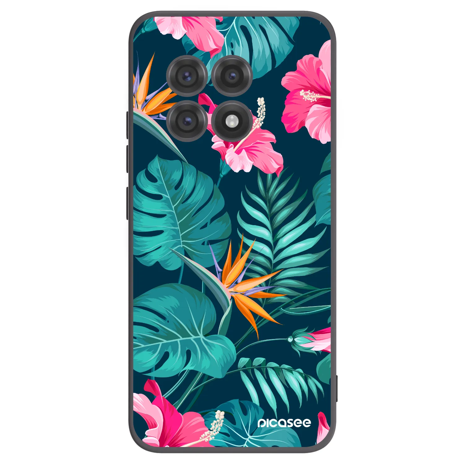 Picasee silikonski črni ovitek za OnePlus 13R 5G - Pink Monstera