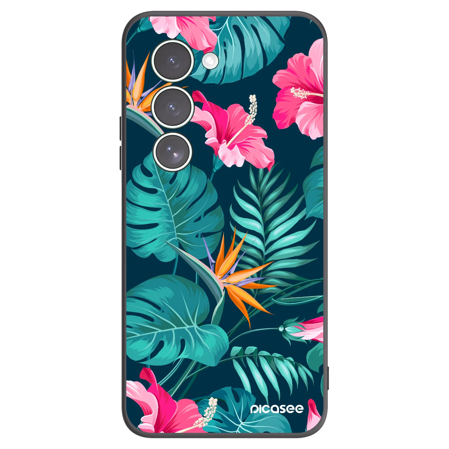 Picasee silikonski črni ovitek za Xiaomi Redmi 15 5G - Pink Monstera