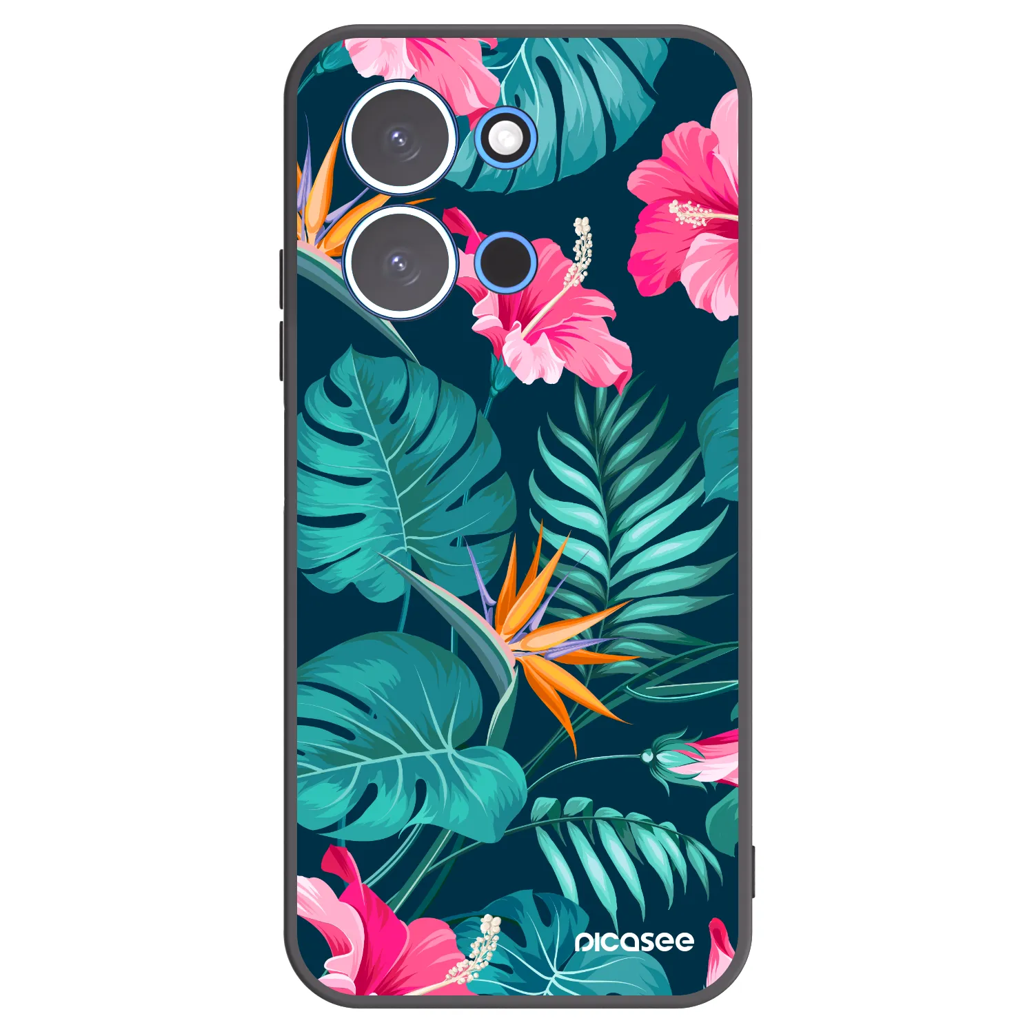 Picasee silikonski črni ovitek za Xiaomi Redmi 15C 4G - Pink Monstera