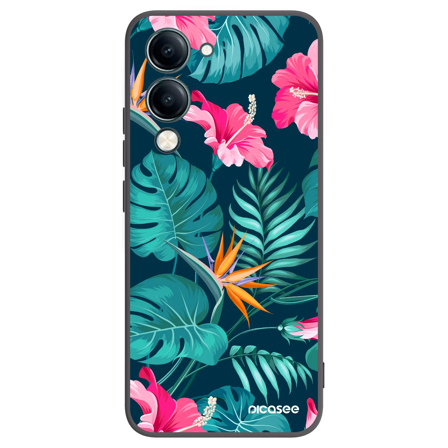 Picasee silikonski črni ovitek za Vivo Y29s 5G - Pink Monstera