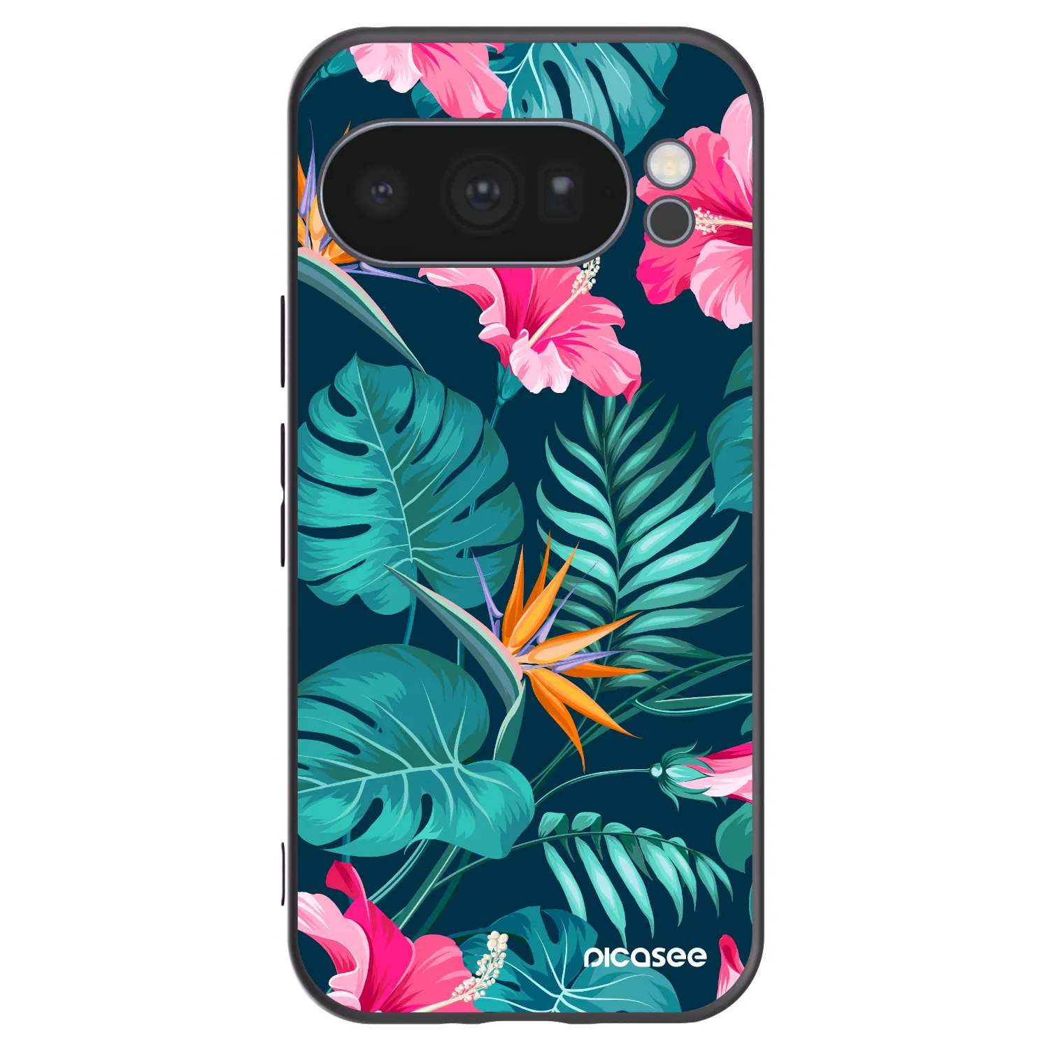 Picasee silikonski črni ovitek za Google Pixel 10 Pro - Pink Monstera