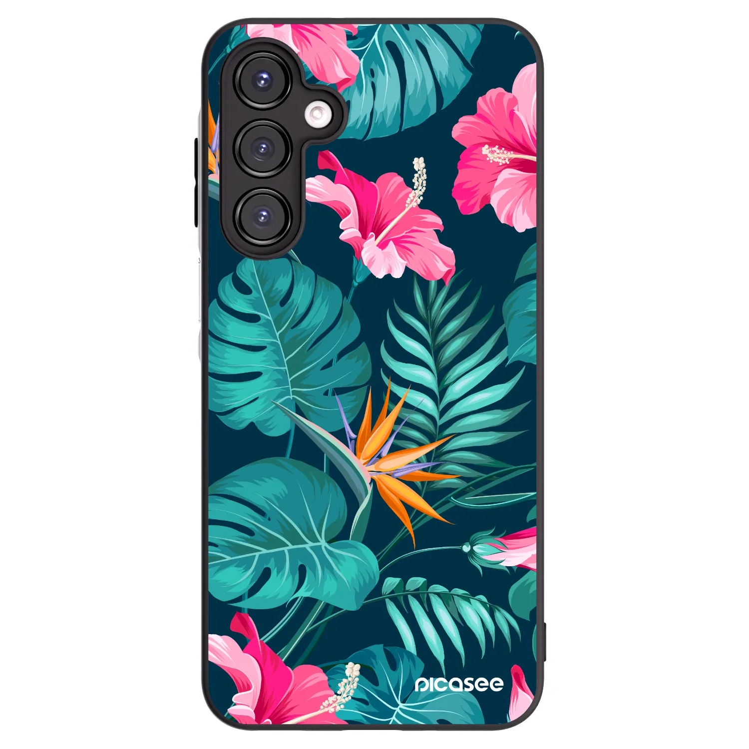 Picasee silikonski črni ovitek za Samsung Galaxy A16 4G - Pink Monstera